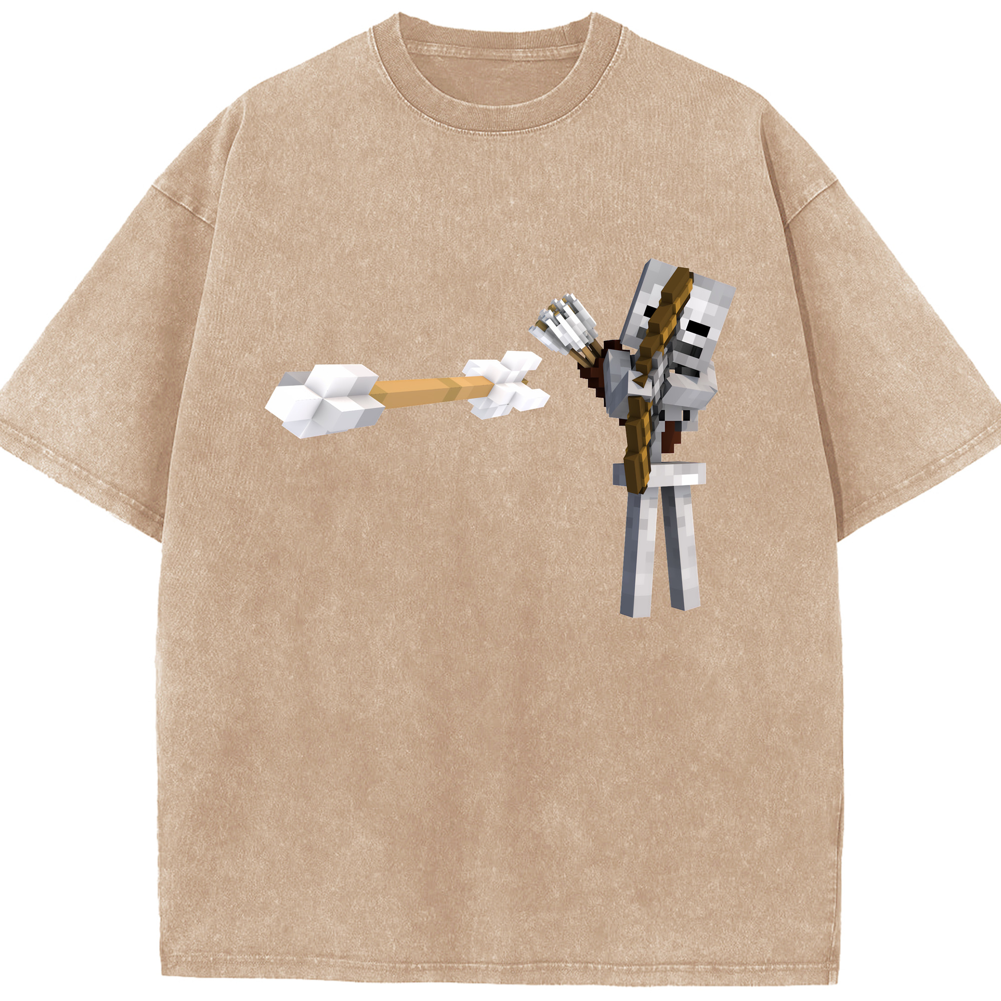 （画像用） マインクラフト ブロックの世界 Minecraft MC Block world 綿100% ヴィンテージ風 半袖Tシャツ（フロントプリント）