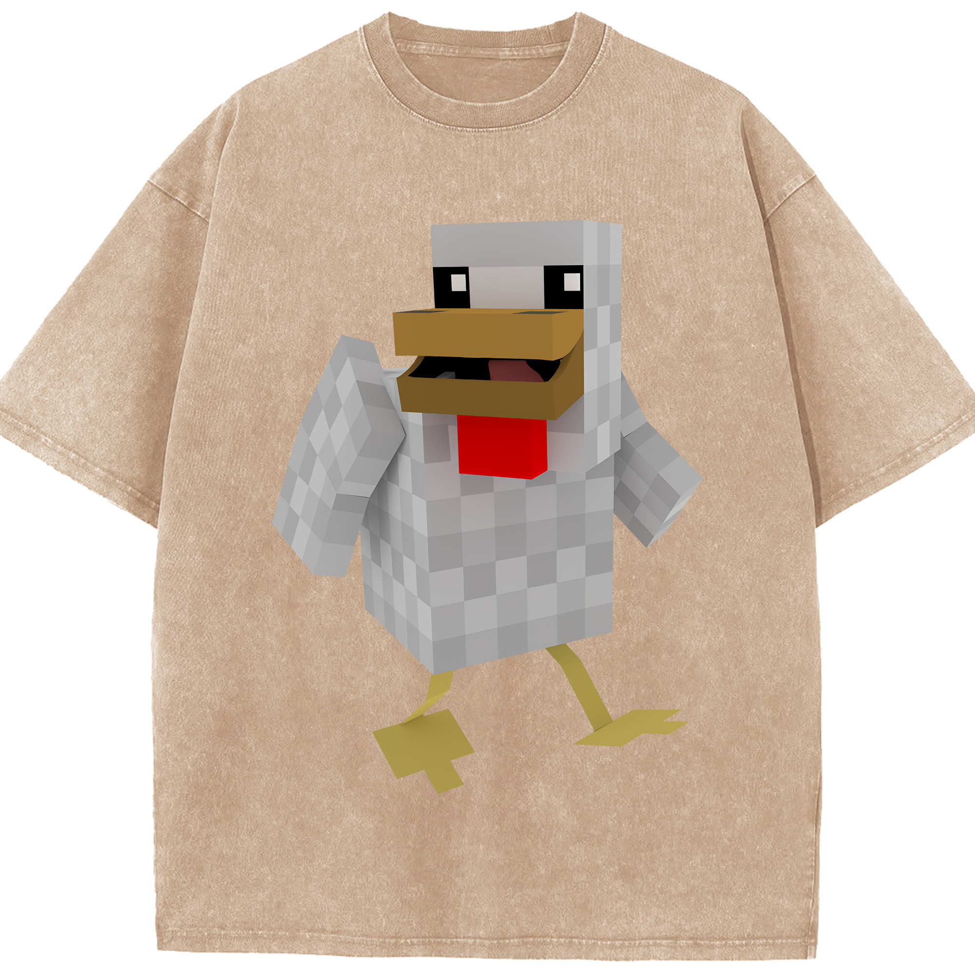 （画像用） マインクラフト ブロックの世界 Minecraft MC Block world 綿100% ヴィンテージ風 半袖Tシャツ（フロントプリント）