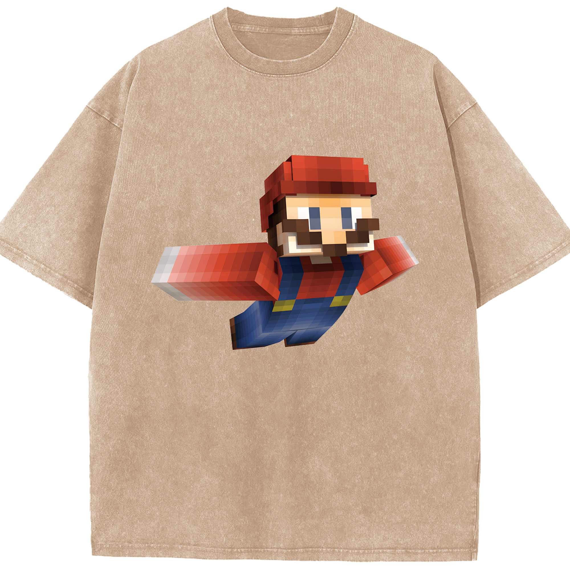 （画像用） マインクラフト ブロックの世界 Minecraft MC Block world 綿100% ヴィンテージ風 半袖Tシャツ（フロントプリント）