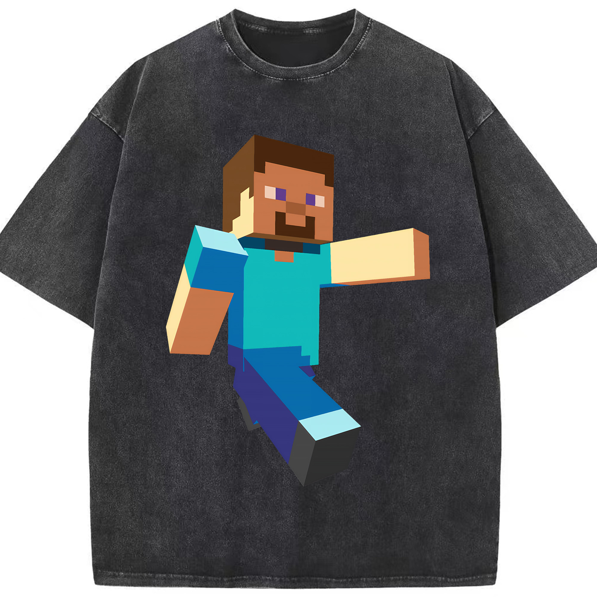 （画像用） マインクラフト ブロックの世界 Minecraft MC Block world 綿100% ヴィンテージ風 半袖Tシャツ（フロントプリント）