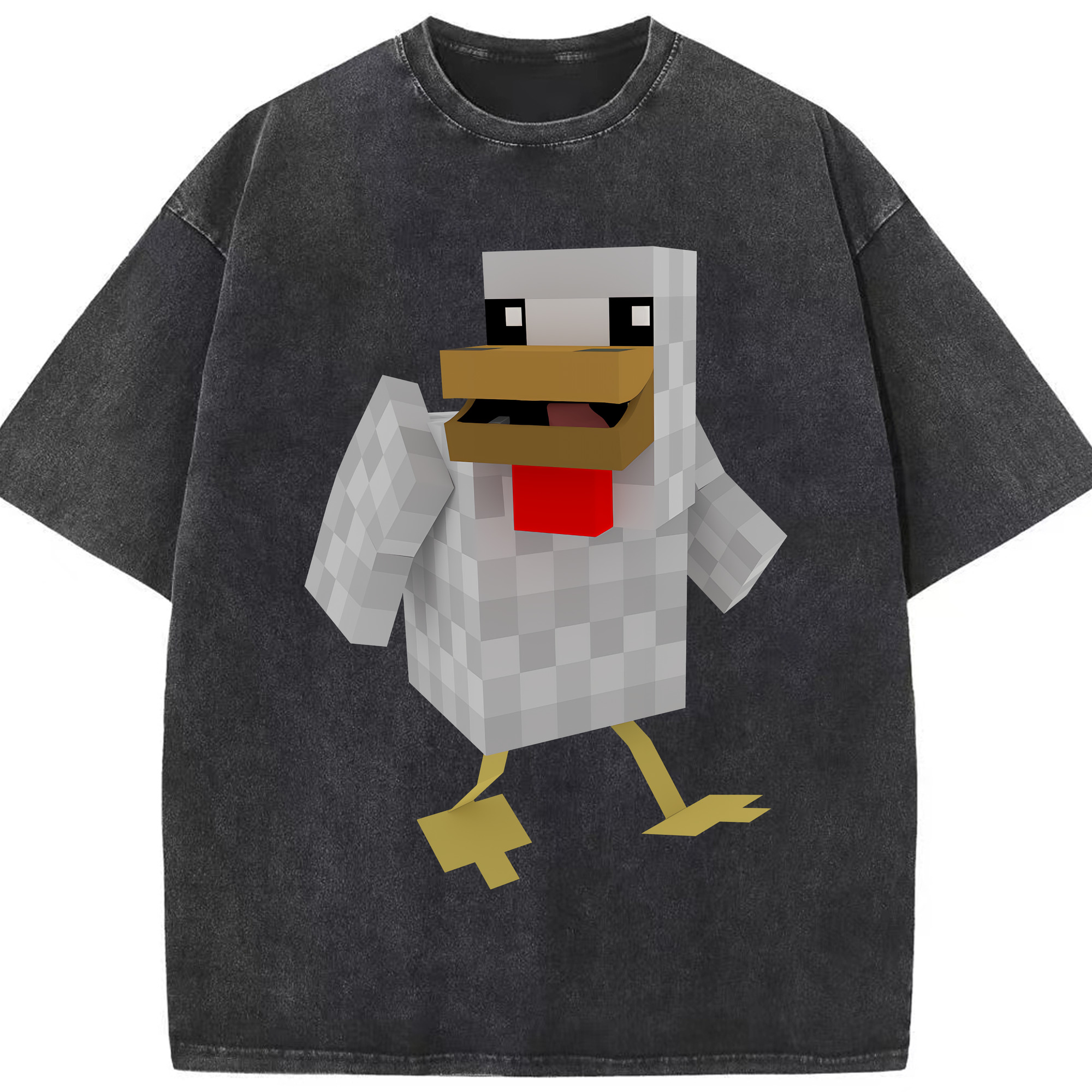 （画像用） マインクラフト ブロックの世界 Minecraft MC Block world 綿100% ヴィンテージ風 半袖Tシャツ（フロントプリント）