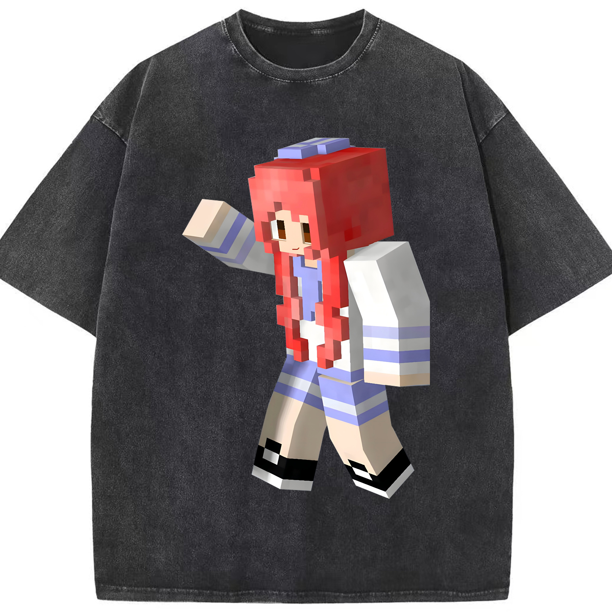 （画像用） マインクラフト ブロックの世界 Minecraft MC Block world 綿100% ヴィンテージ風 半袖Tシャツ（フロントプリント）