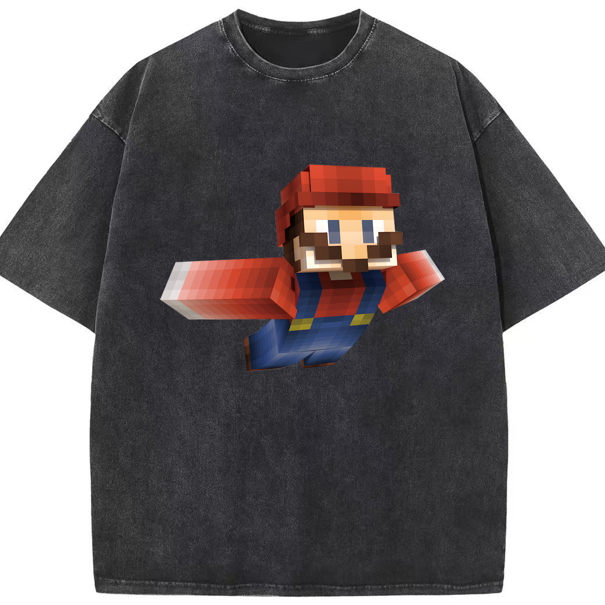 （画像用） マインクラフト ブロックの世界 Minecraft MC Block world 綿100% ヴィンテージ風 半袖Tシャツ（フロントプリント）
