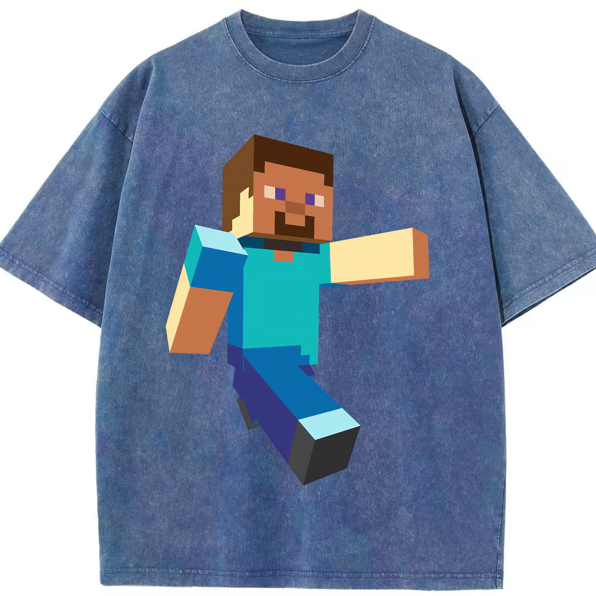 （画像用） マインクラフト ブロックの世界 Minecraft MC Block world 綿100% ヴィンテージ風 半袖Tシャツ（フロントプリント）