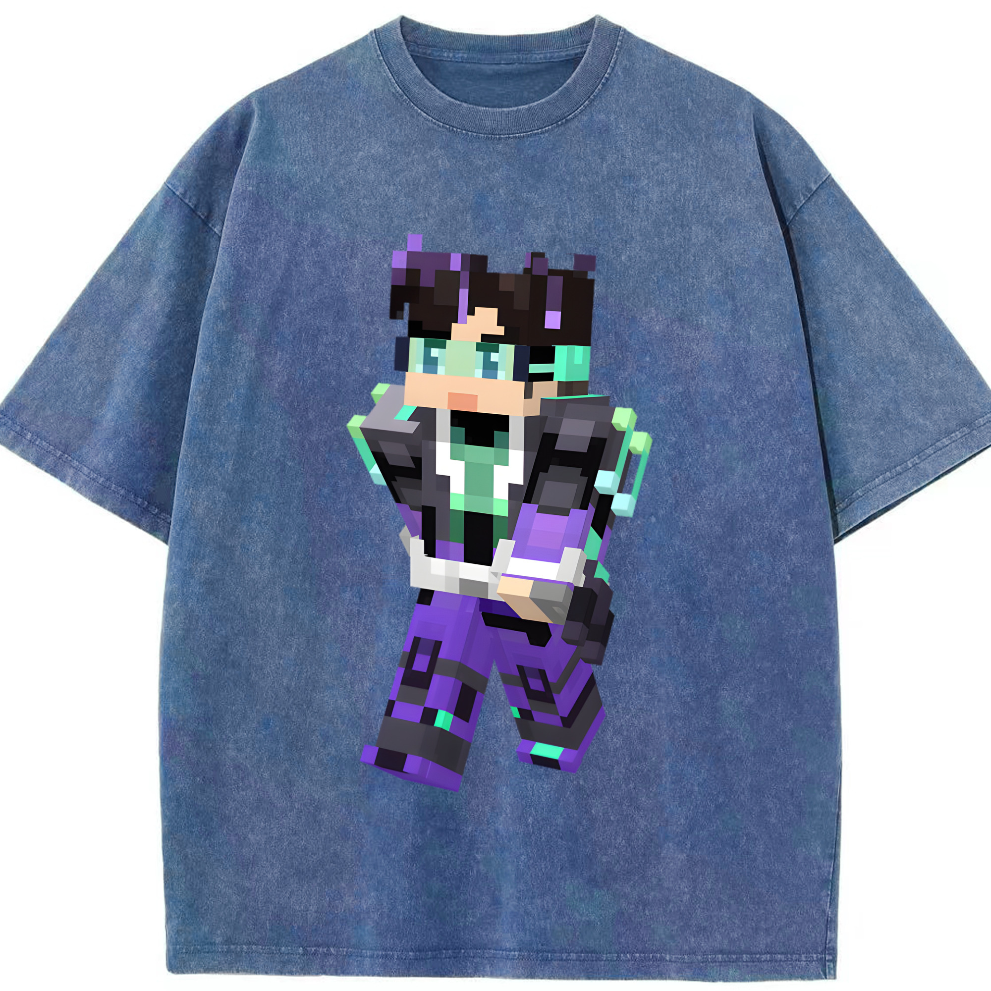 （画像用） マインクラフト ブロックの世界 Minecraft MC Block world 綿100% ヴィンテージ風 半袖Tシャツ（フロントプリント）
