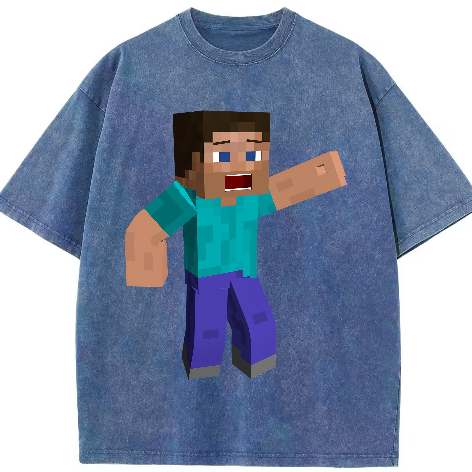 （画像用） マインクラフト ブロックの世界 Minecraft MC Block world 綿100% ヴィンテージ風 半袖Tシャツ（フロントプリント）