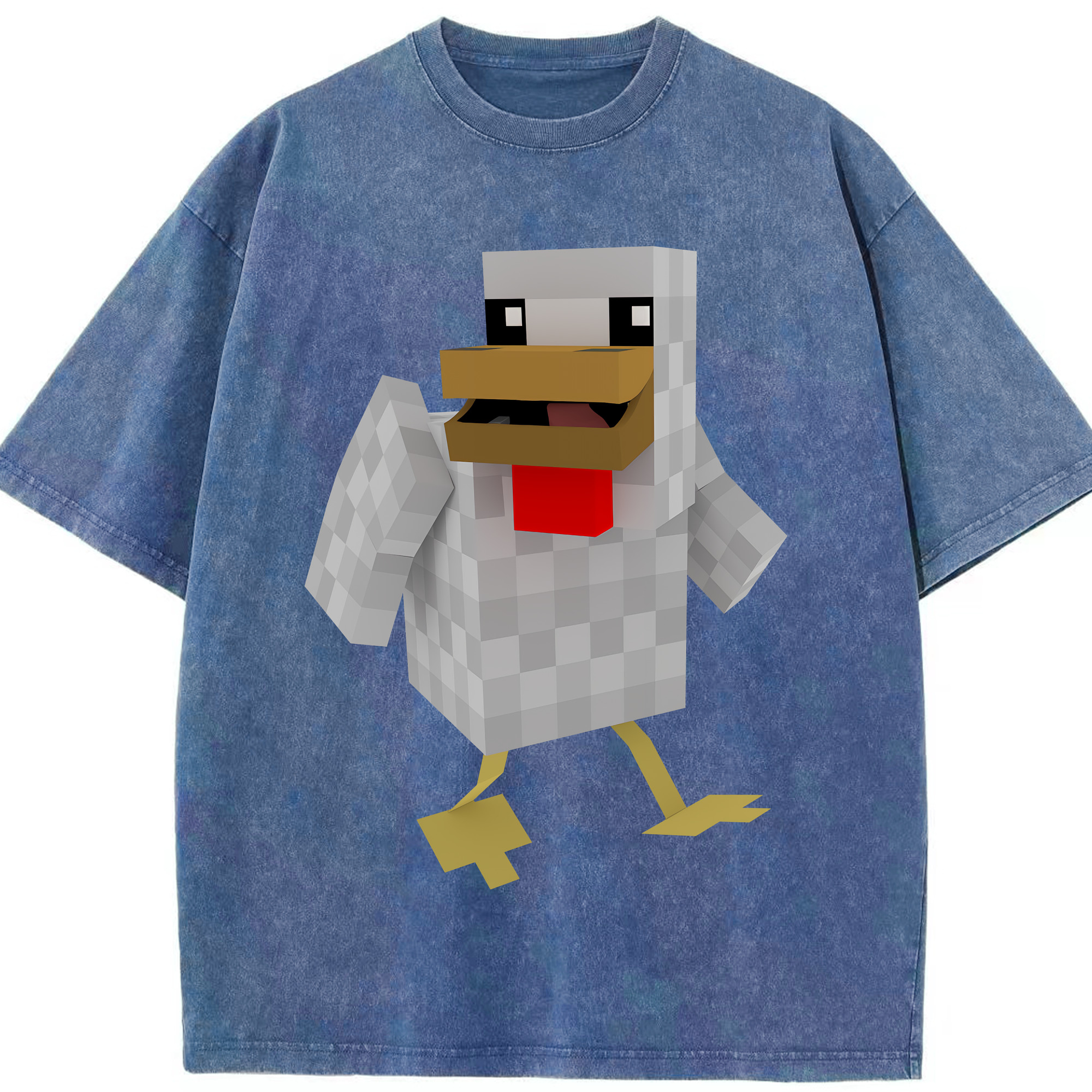 （画像用） マインクラフト ブロックの世界 Minecraft MC Block world 綿100% ヴィンテージ風 半袖Tシャツ（フロントプリント）
