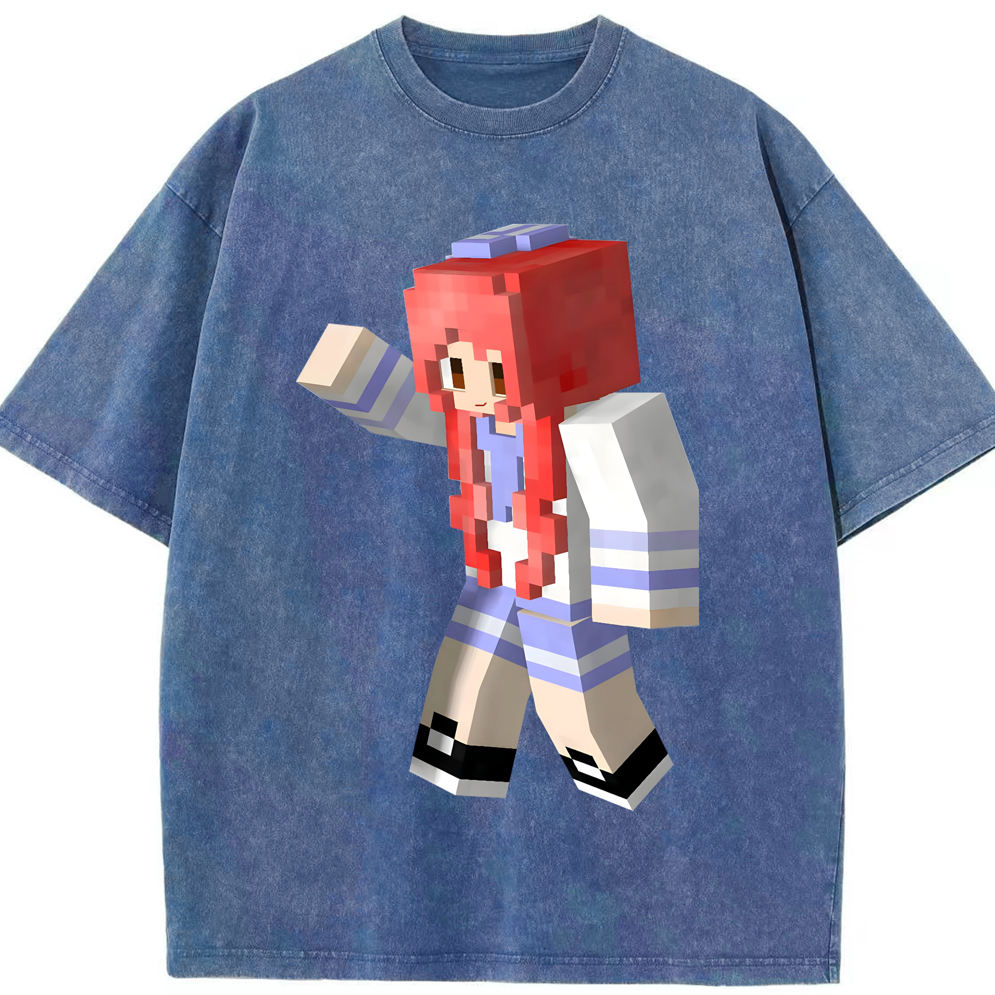 （画像用） マインクラフト ブロックの世界 Minecraft MC Block world 綿100% ヴィンテージ風 半袖Tシャツ（フロントプリント）