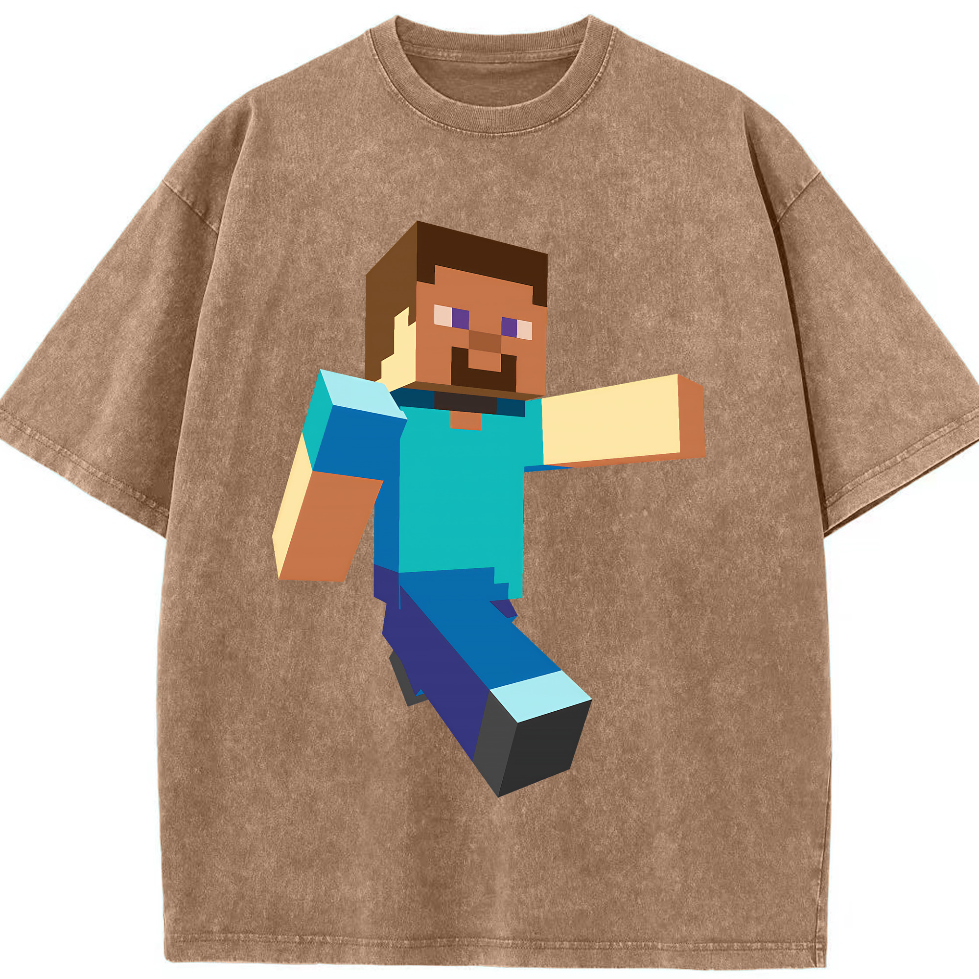 （画像用） マインクラフト ブロックの世界 Minecraft MC Block world 綿100% ヴィンテージ風 半袖Tシャツ（フロントプリント）
