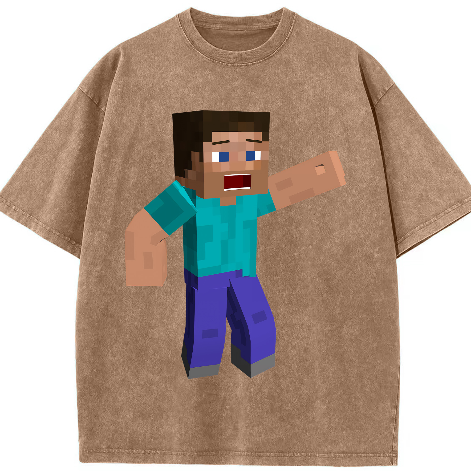 （画像用） マインクラフト ブロックの世界 Minecraft MC Block world 綿100% ヴィンテージ風 半袖Tシャツ（フロントプリント）
