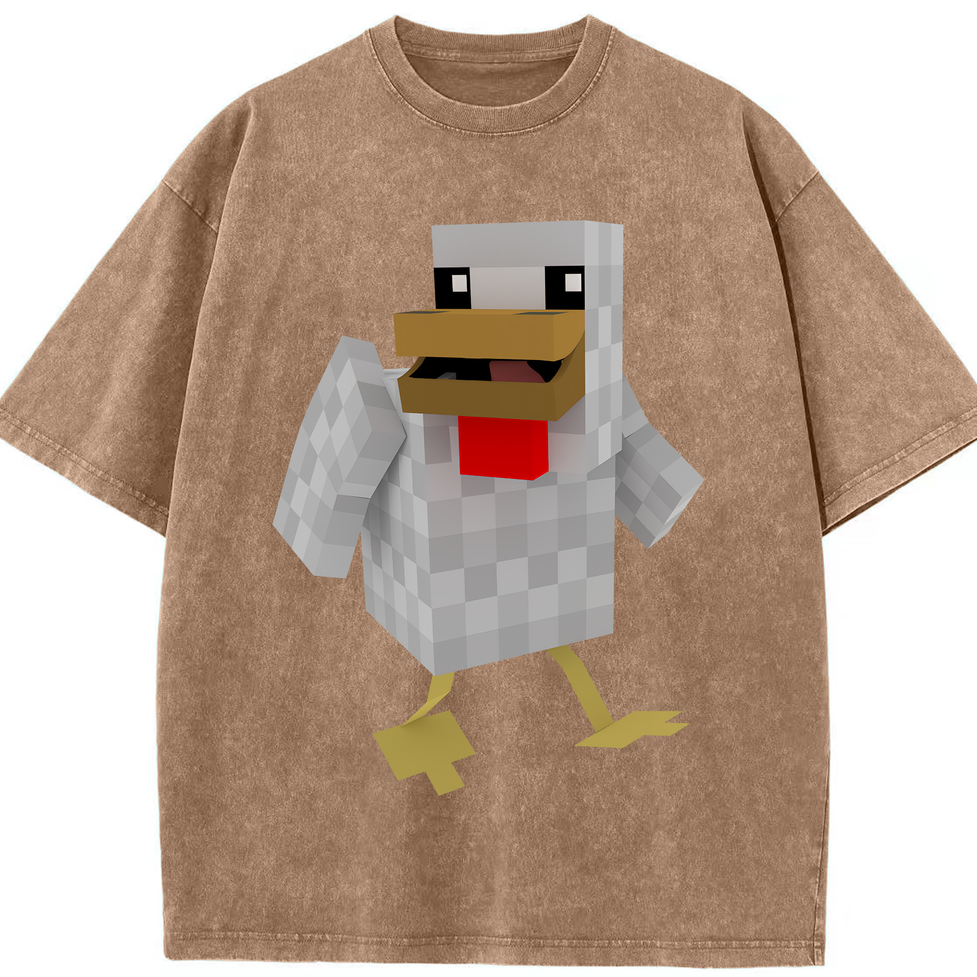 （画像用） マインクラフト ブロックの世界 Minecraft MC Block world 綿100% ヴィンテージ風 半袖Tシャツ（フロントプリント）