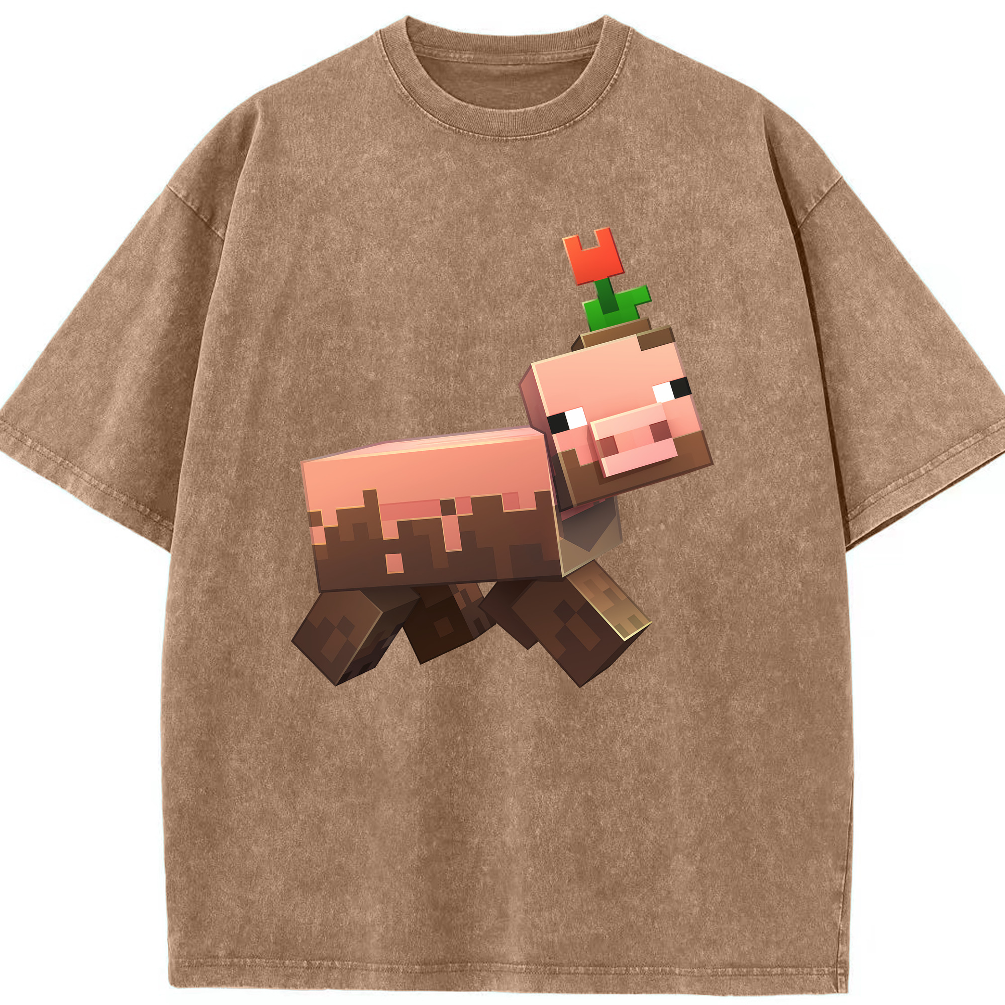 （画像用） マインクラフト ブロックの世界 Minecraft MC Block world 綿100% ヴィンテージ風 半袖Tシャツ（フロントプリント）
