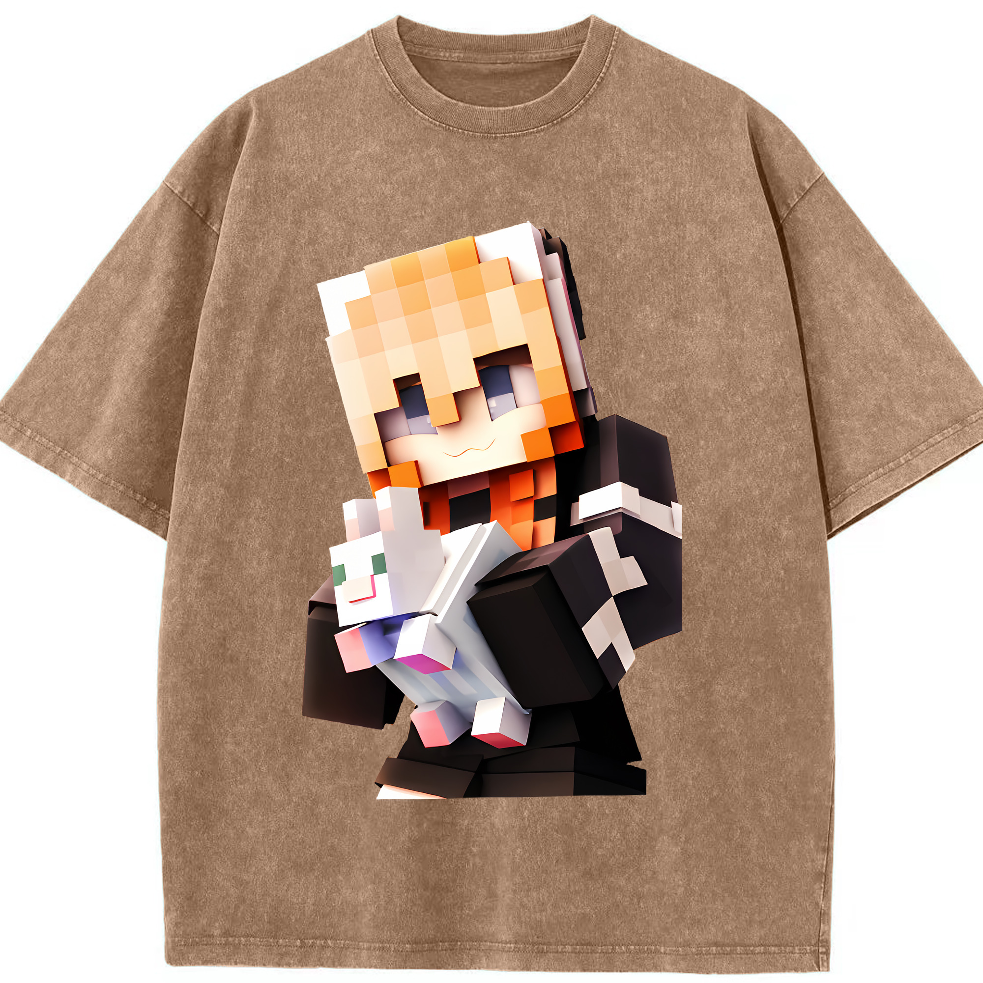 （画像用） マインクラフト ブロックの世界 Minecraft MC Block world 綿100% ヴィンテージ風 半袖Tシャツ（フロントプリント）