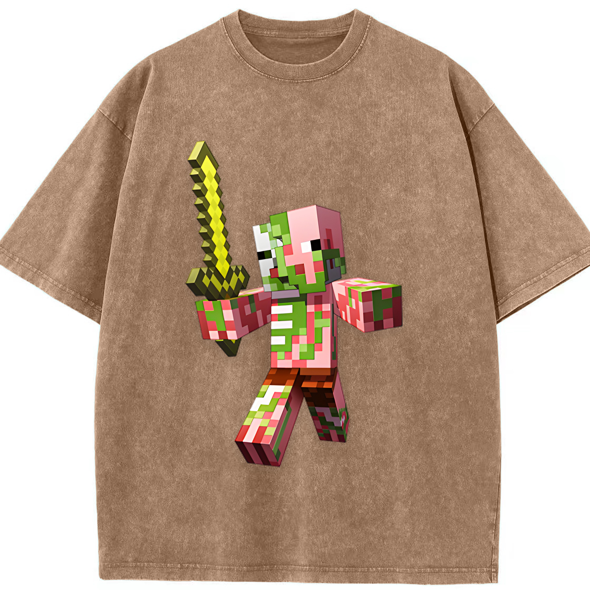 （画像用） マインクラフト ブロックの世界 Minecraft MC Block world 綿100% ヴィンテージ風 半袖Tシャツ（フロントプリント）