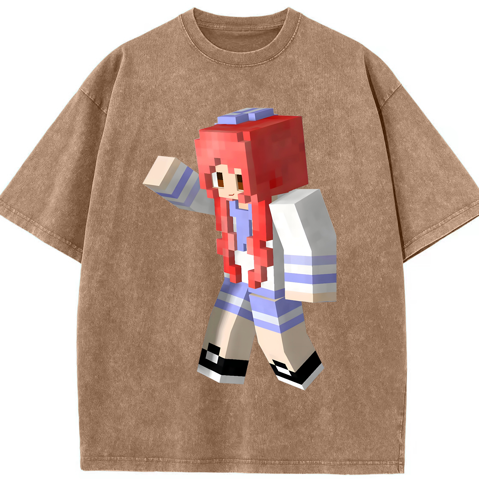 （画像用） マインクラフト ブロックの世界 Minecraft MC Block world 綿100% ヴィンテージ風 半袖Tシャツ（フロントプリント）