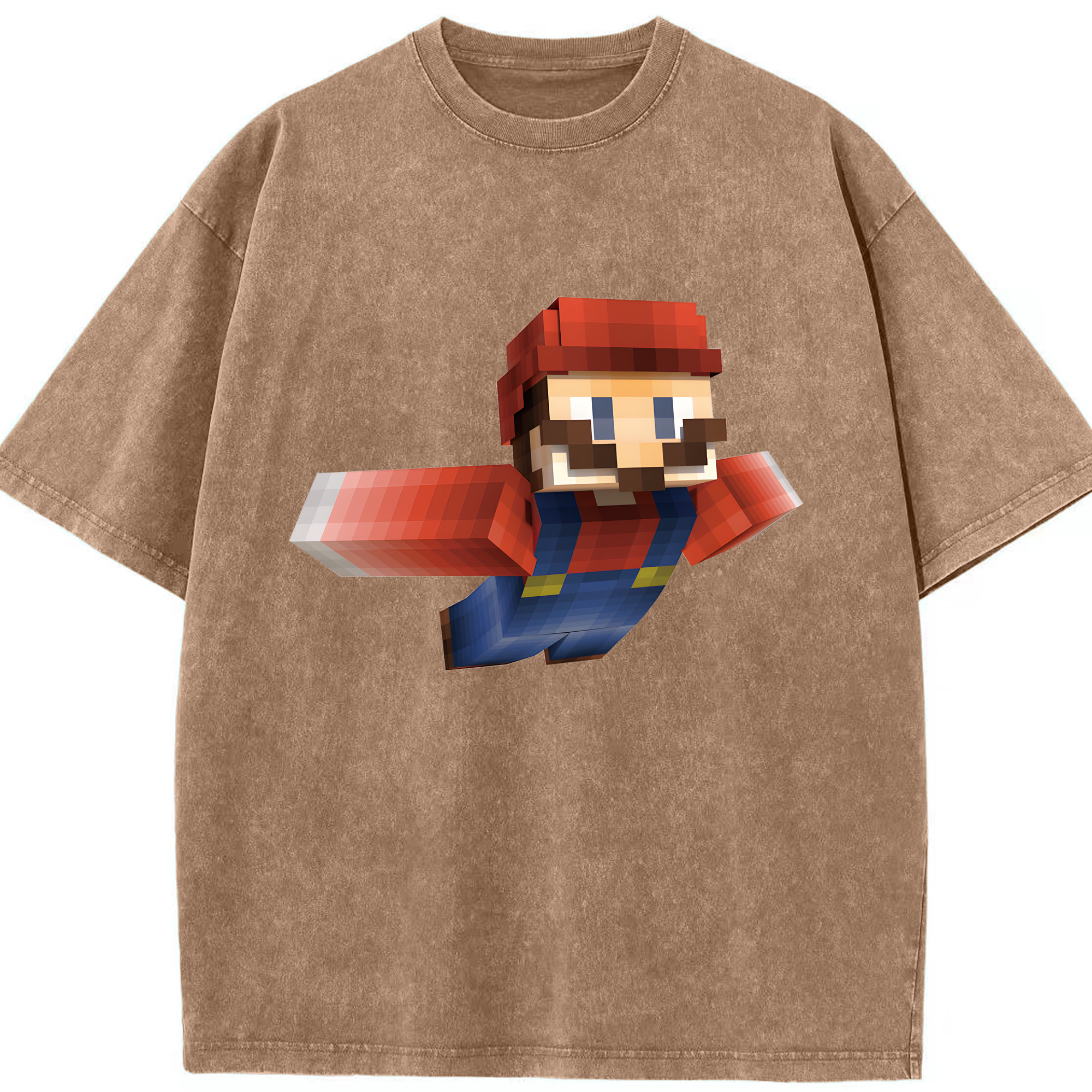 （画像用） マインクラフト ブロックの世界 Minecraft MC Block world 綿100% ヴィンテージ風 半袖Tシャツ（フロントプリント）