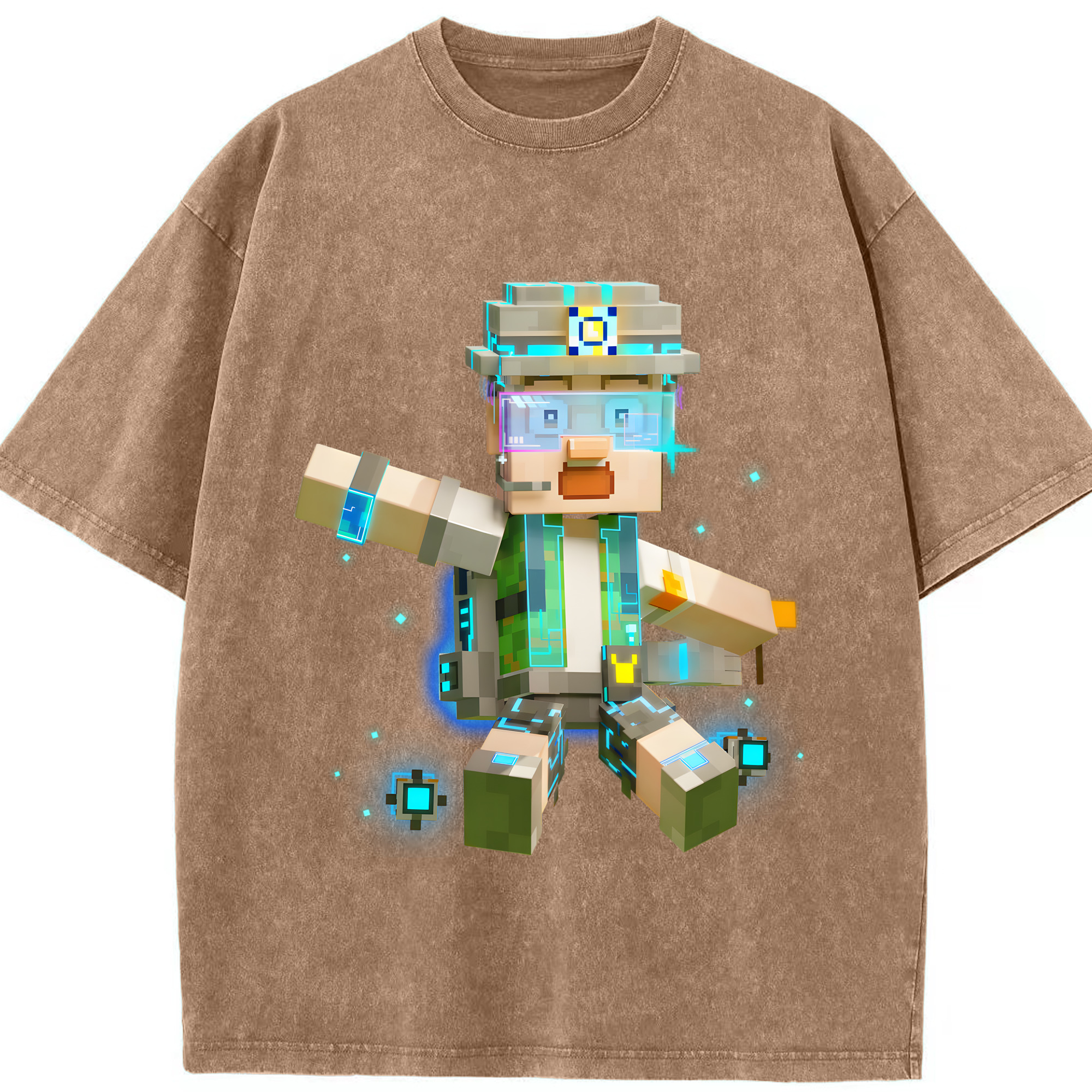 （画像用） マインクラフト ブロックの世界 Minecraft MC Block world 綿100% ヴィンテージ風 半袖Tシャツ（フロントプリント）