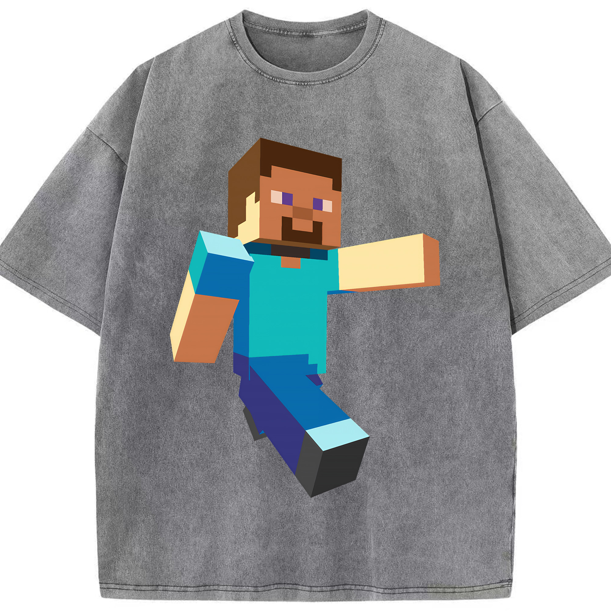 （画像用） マインクラフト ブロックの世界 Minecraft MC Block world 綿100% ヴィンテージ風 半袖Tシャツ（フロントプリント）