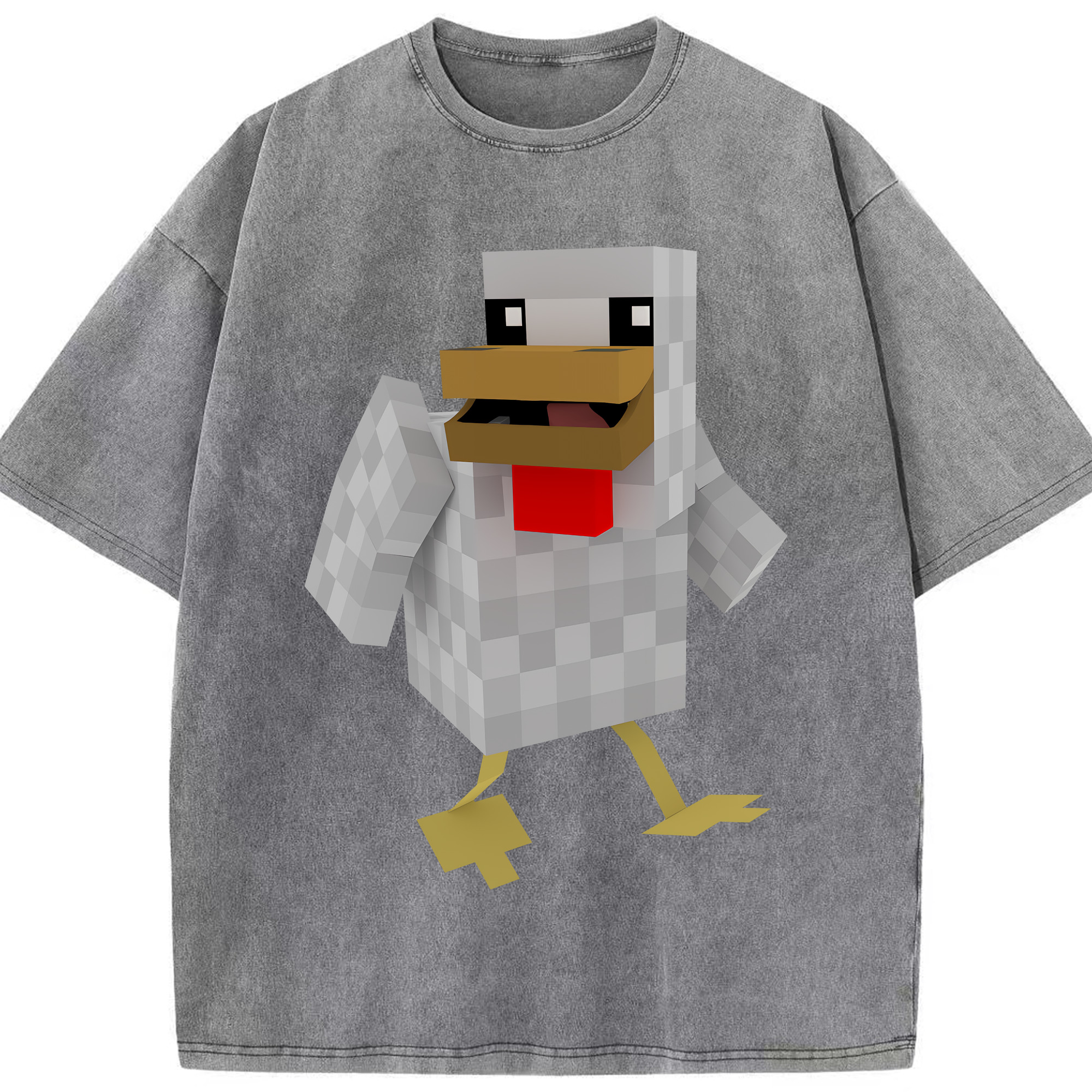 （画像用） マインクラフト ブロックの世界 Minecraft MC Block world 綿100% ヴィンテージ風 半袖Tシャツ（フロントプリント）
