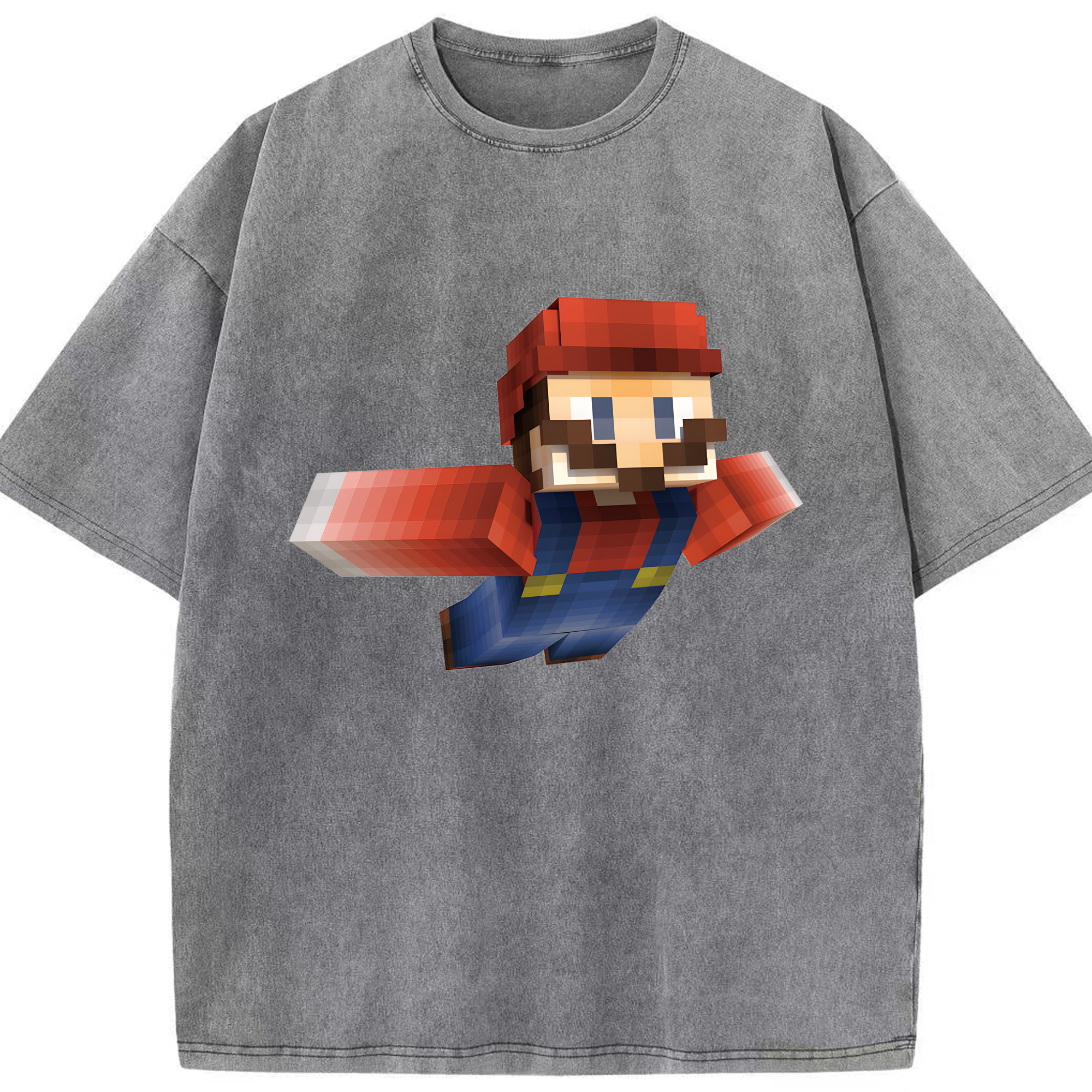 （画像用） マインクラフト ブロックの世界 Minecraft MC Block world 綿100% ヴィンテージ風 半袖Tシャツ（フロントプリント）
