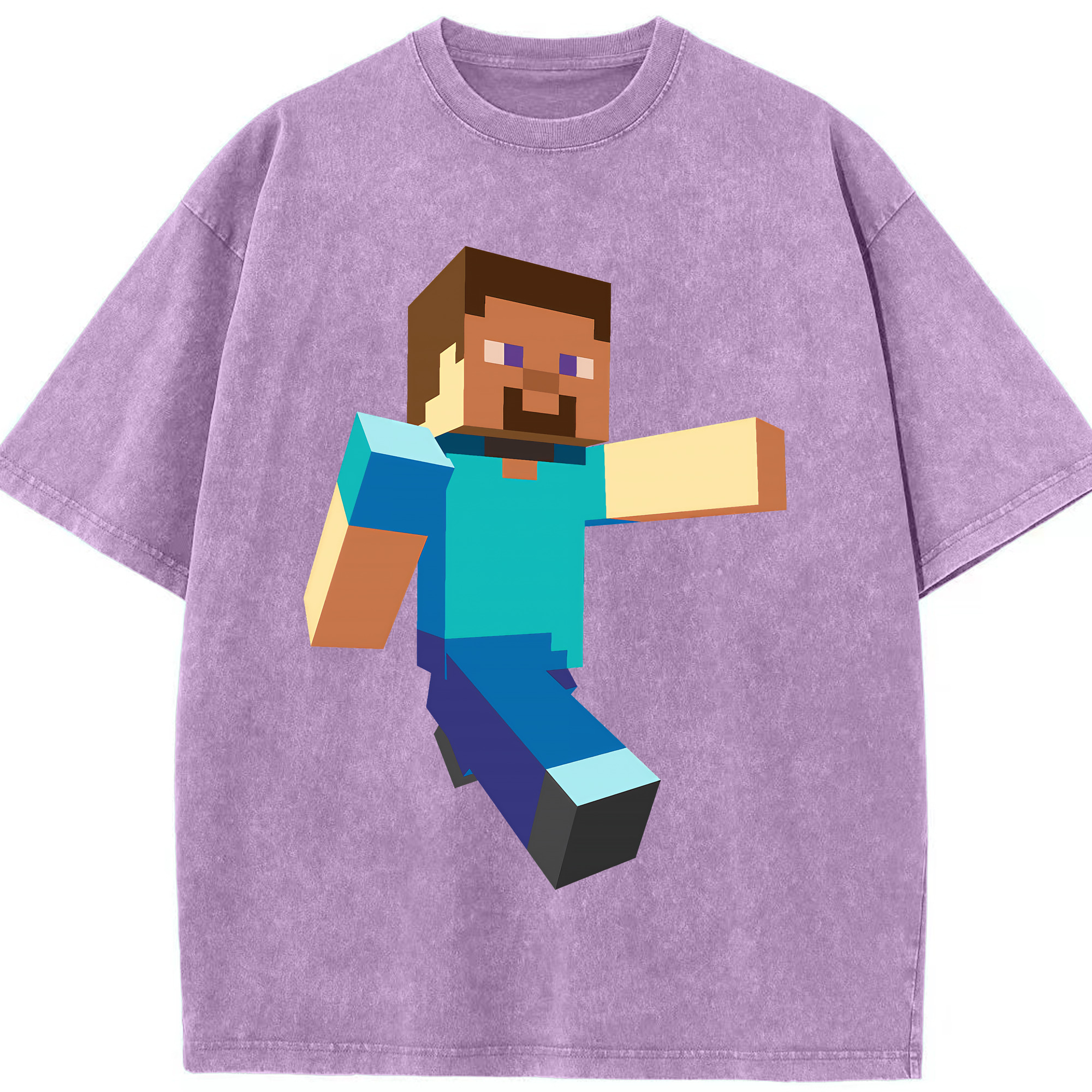 （画像用） マインクラフト ブロックの世界 Minecraft MC Block world 綿100% ヴィンテージ風 半袖Tシャツ（フロントプリント）