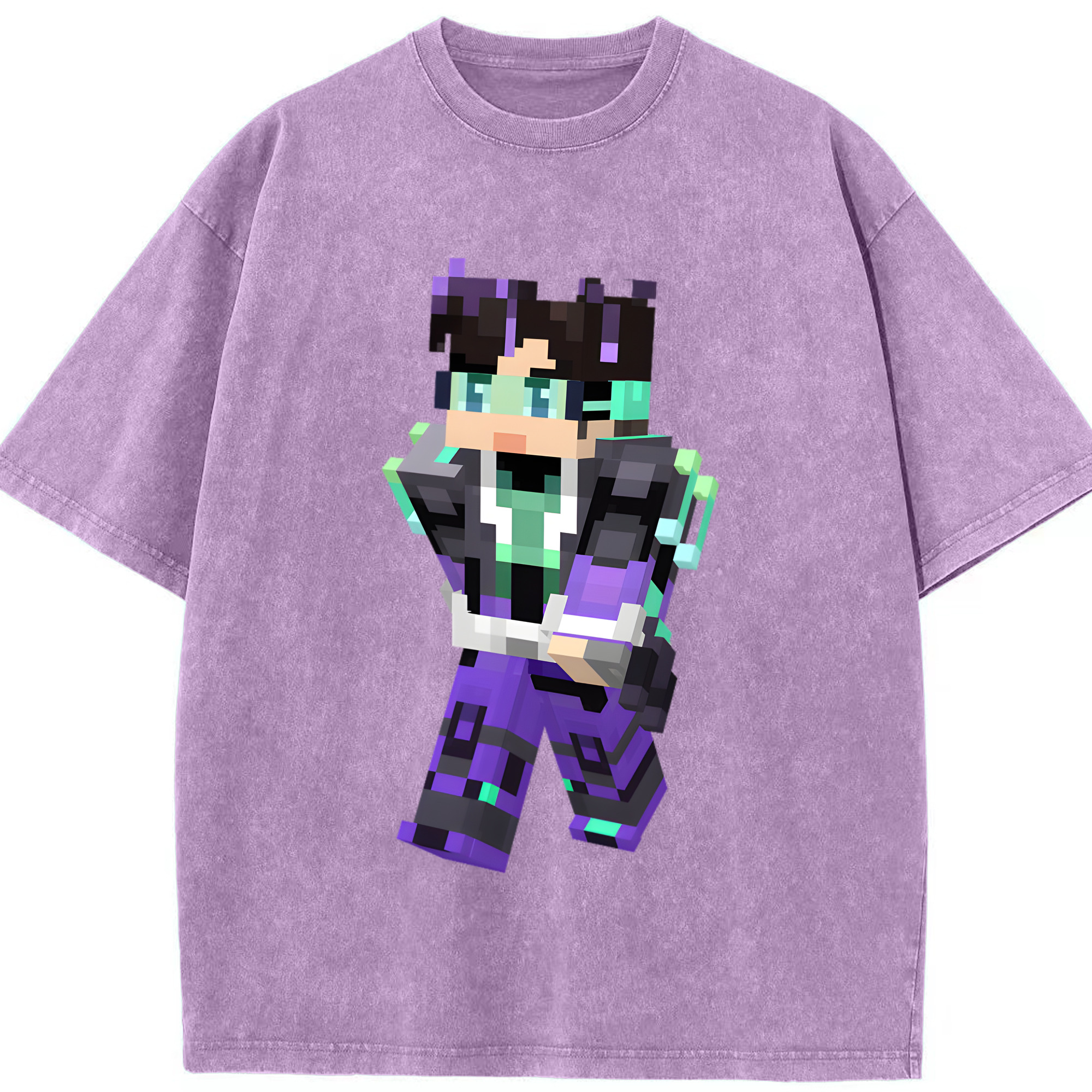 （画像用） マインクラフト ブロックの世界 Minecraft MC Block world 綿100% ヴィンテージ風 半袖Tシャツ（フロントプリント）