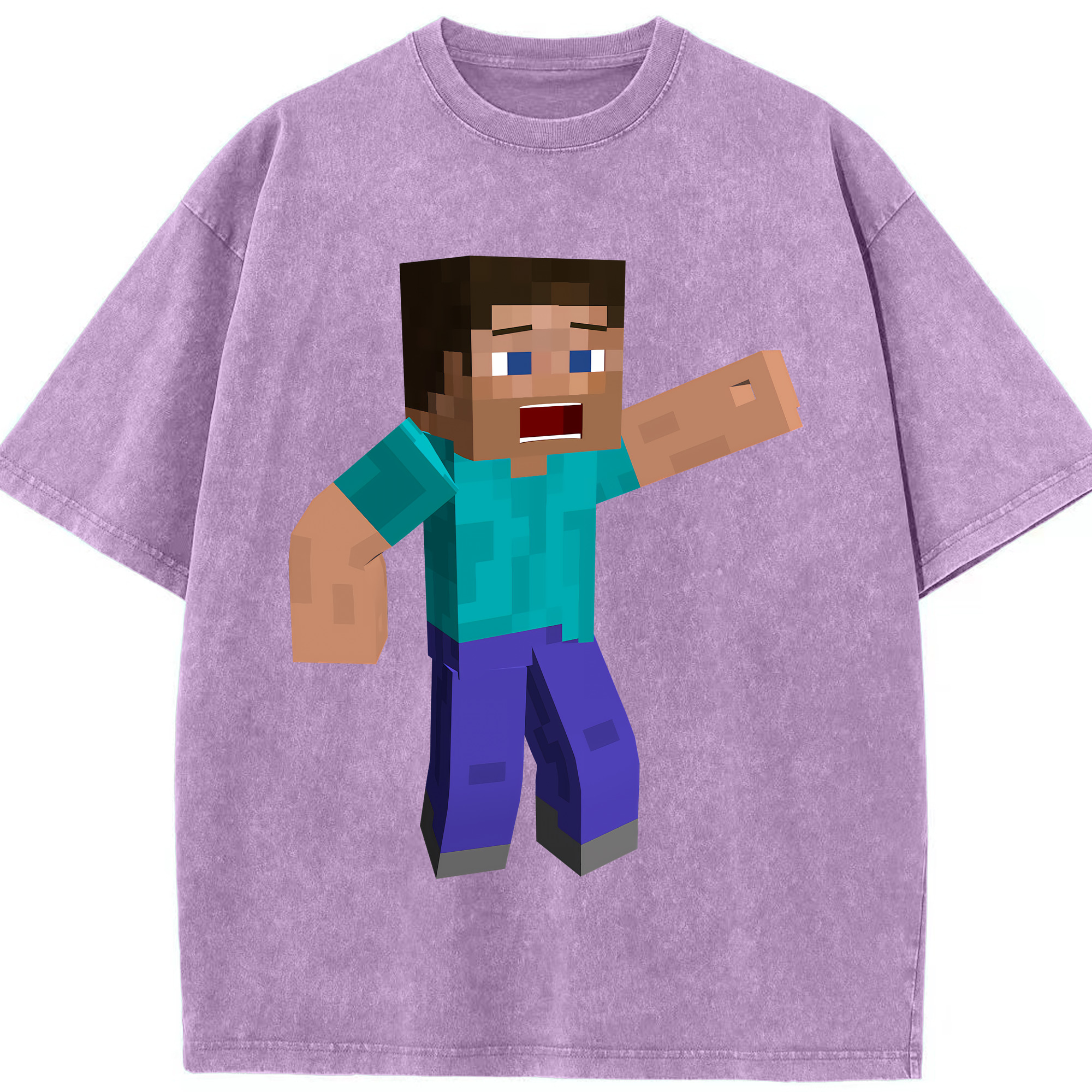 （画像用） マインクラフト ブロックの世界 Minecraft MC Block world 綿100% ヴィンテージ風 半袖Tシャツ（フロントプリント）