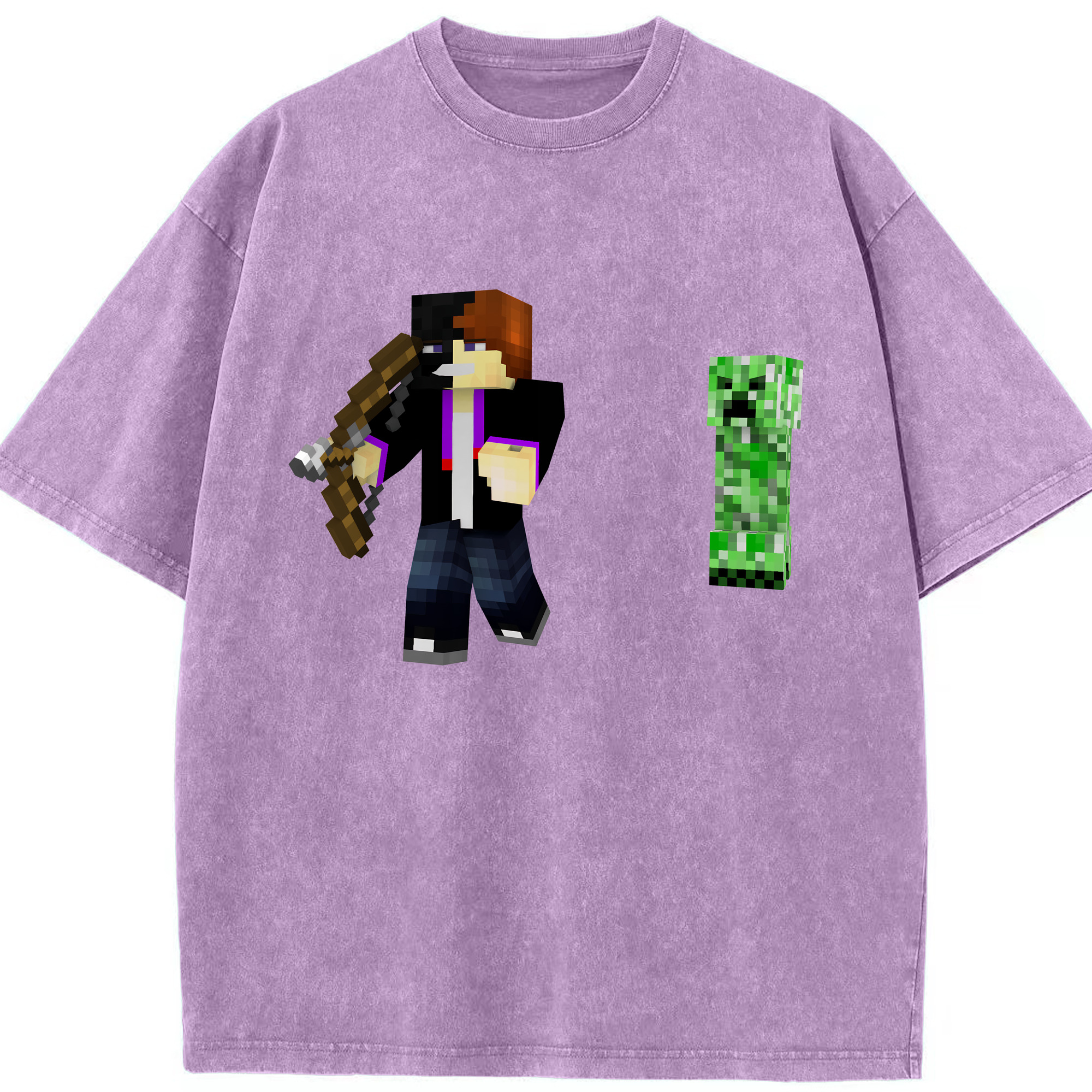 （画像用） マインクラフト ブロックの世界 Minecraft MC Block world 綿100% ヴィンテージ風 半袖Tシャツ（フロントプリント）
