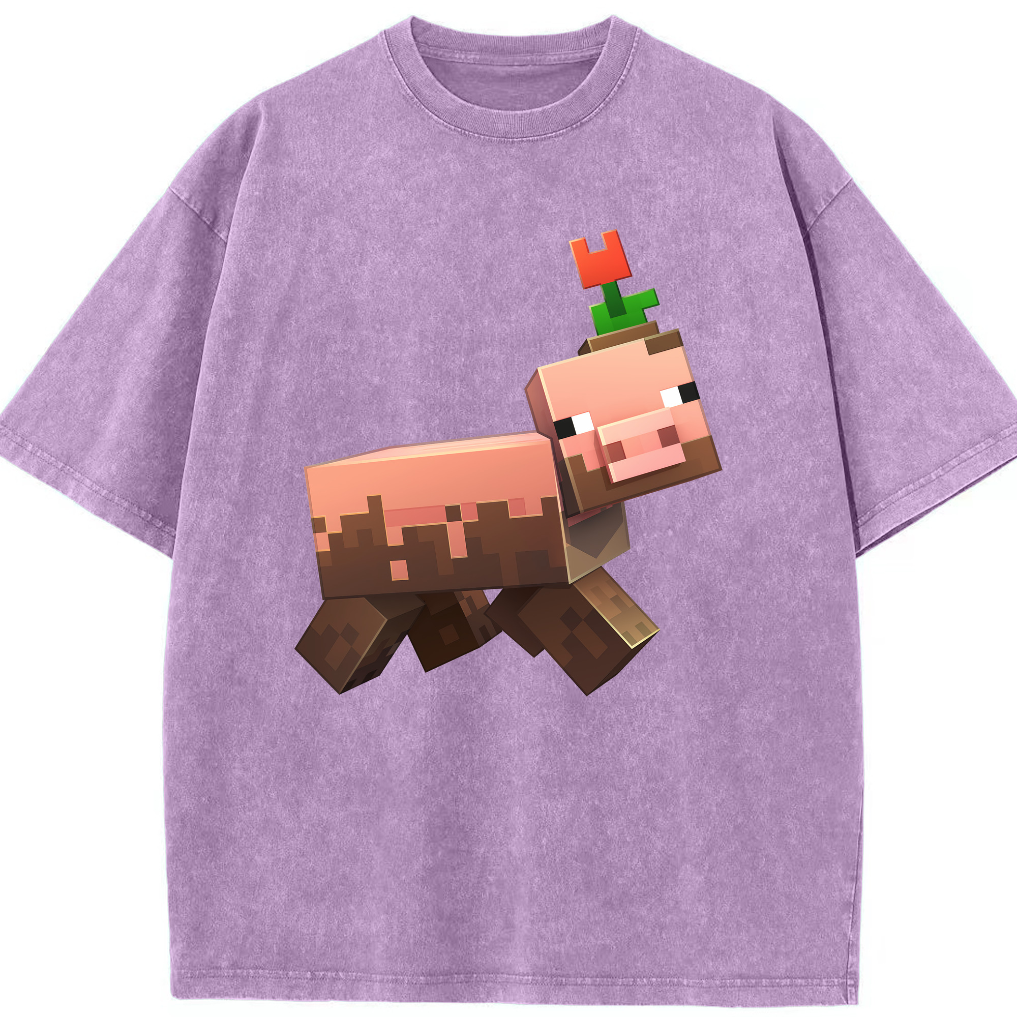 （画像用） マインクラフト ブロックの世界 Minecraft MC Block world 綿100% ヴィンテージ風 半袖Tシャツ（フロントプリント）