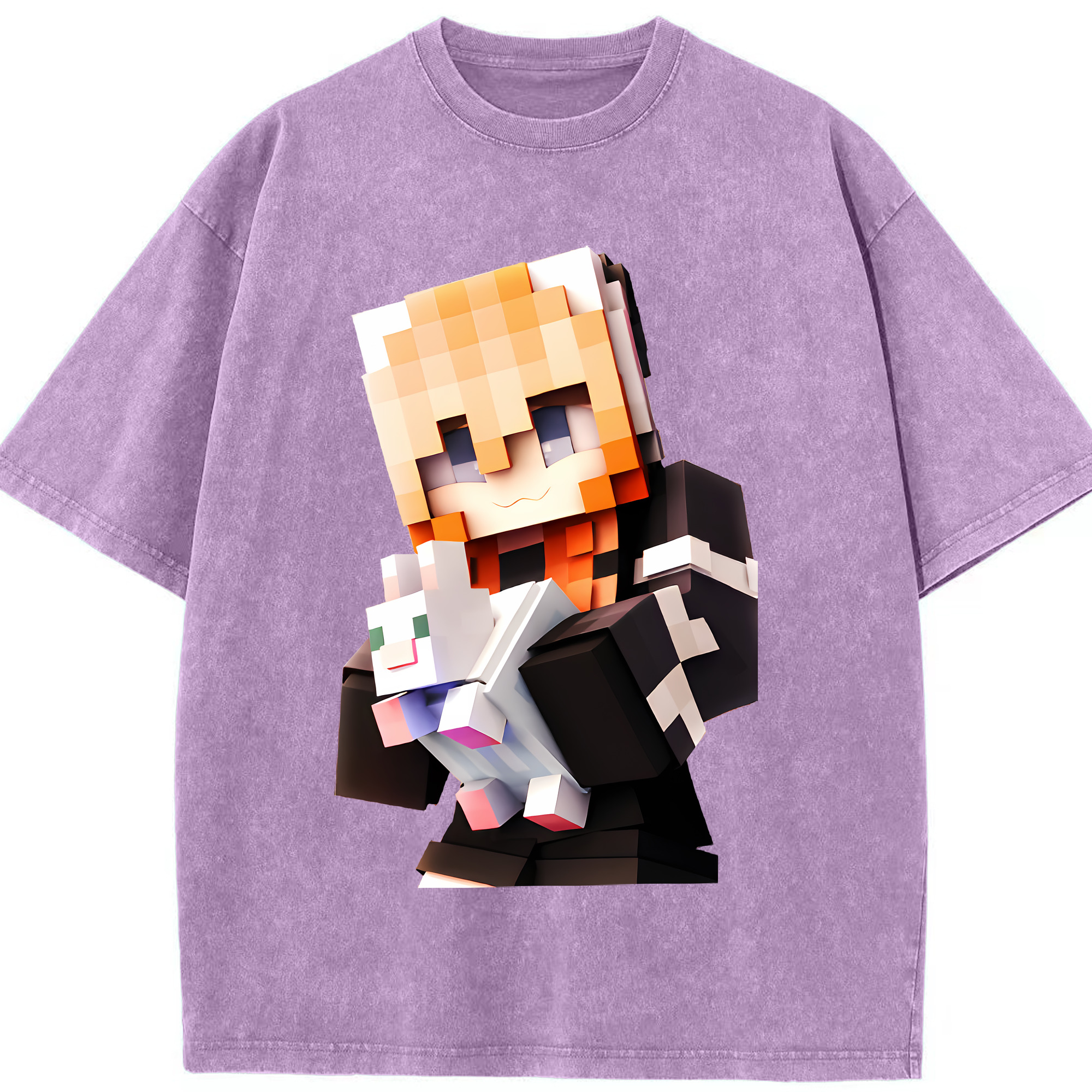 （画像用） マインクラフト ブロックの世界 Minecraft MC Block world 綿100% ヴィンテージ風 半袖Tシャツ（フロントプリント）