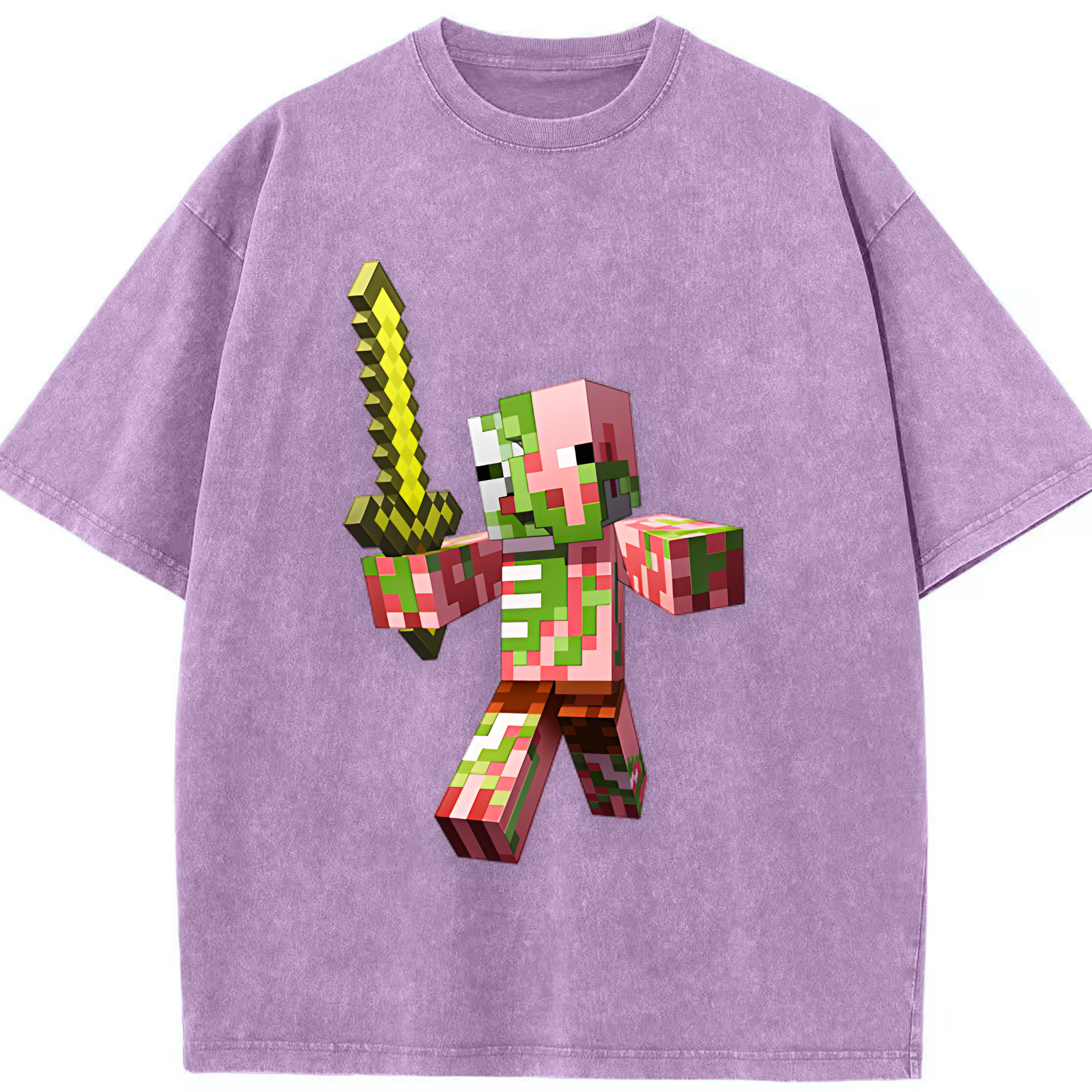 （画像用） マインクラフト ブロックの世界 Minecraft MC Block world 綿100% ヴィンテージ風 半袖Tシャツ（フロントプリント）
