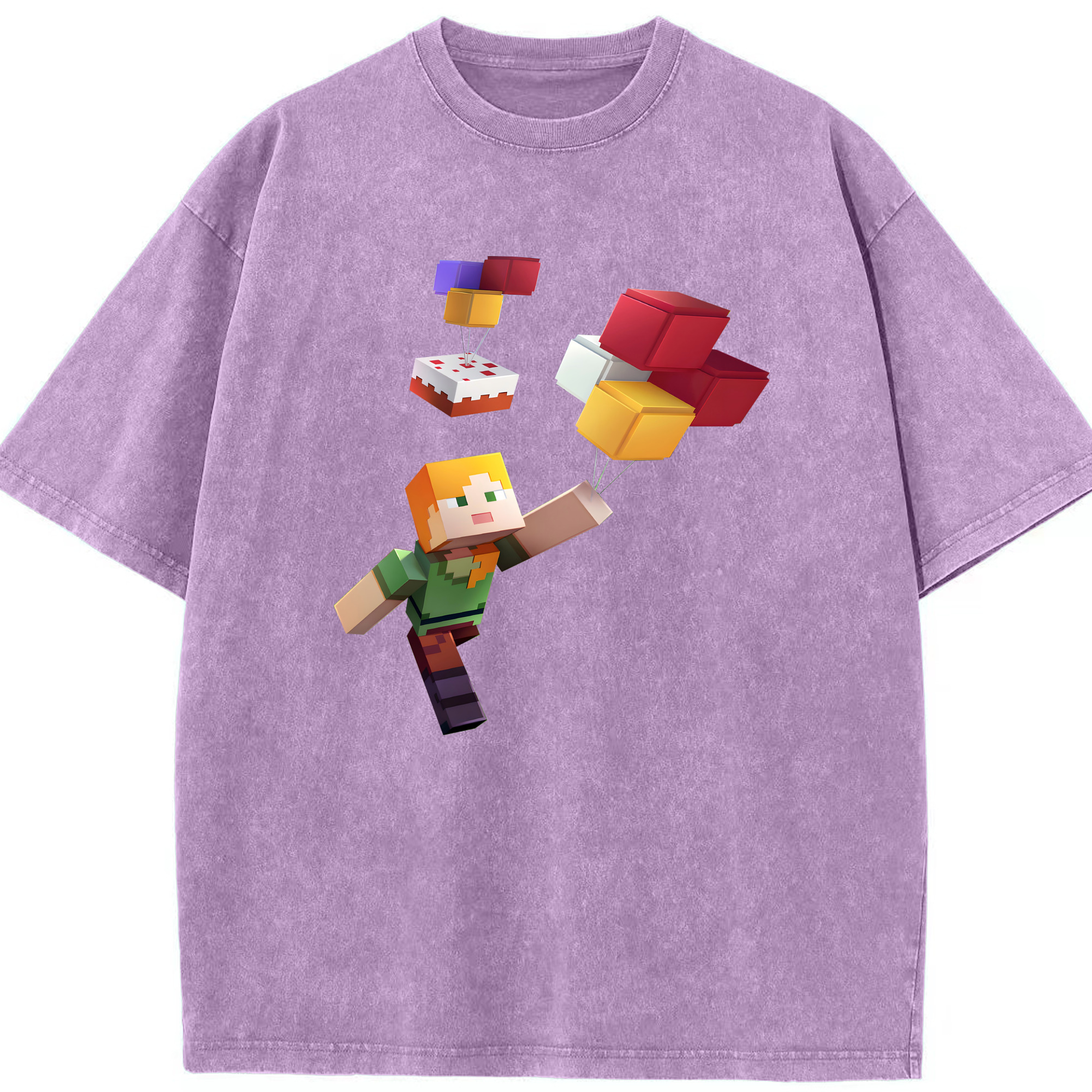 （画像用） マインクラフト ブロックの世界 Minecraft MC Block world 綿100% ヴィンテージ風 半袖Tシャツ（フロントプリント）