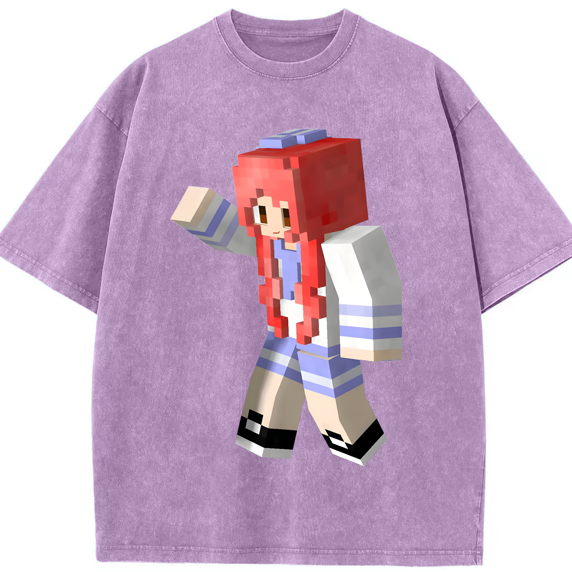 （画像用） マインクラフト ブロックの世界 Minecraft MC Block world 綿100% ヴィンテージ風 半袖Tシャツ（フロントプリント）