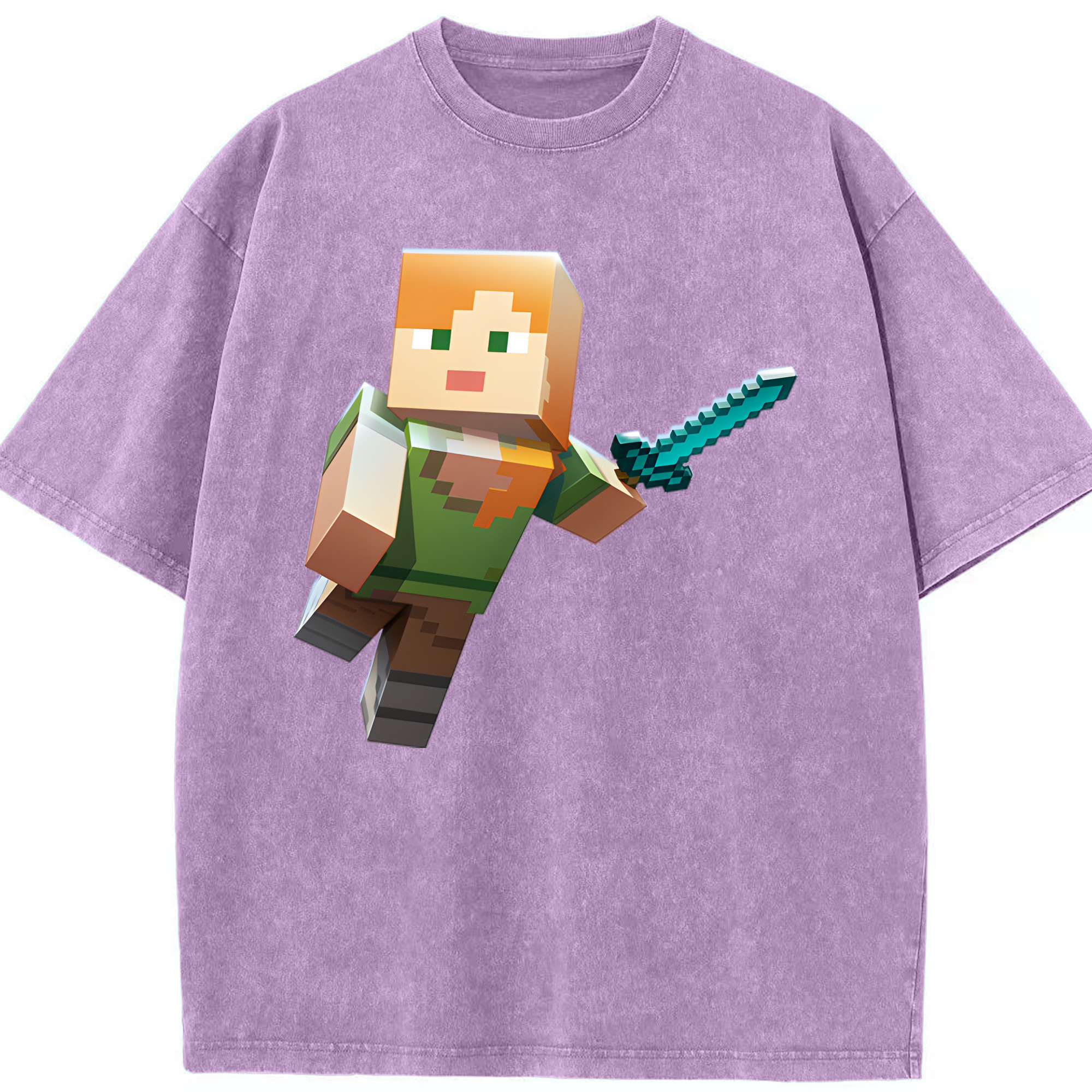 （画像用） マインクラフト ブロックの世界 Minecraft MC Block world 綿100% ヴィンテージ風 半袖Tシャツ（フロントプリント）