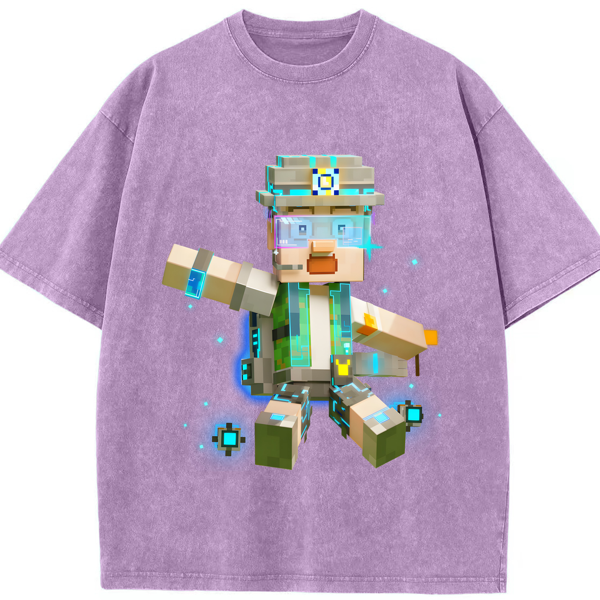 （画像用） マインクラフト ブロックの世界 Minecraft MC Block world 綿100% ヴィンテージ風 半袖Tシャツ（フロントプリント）