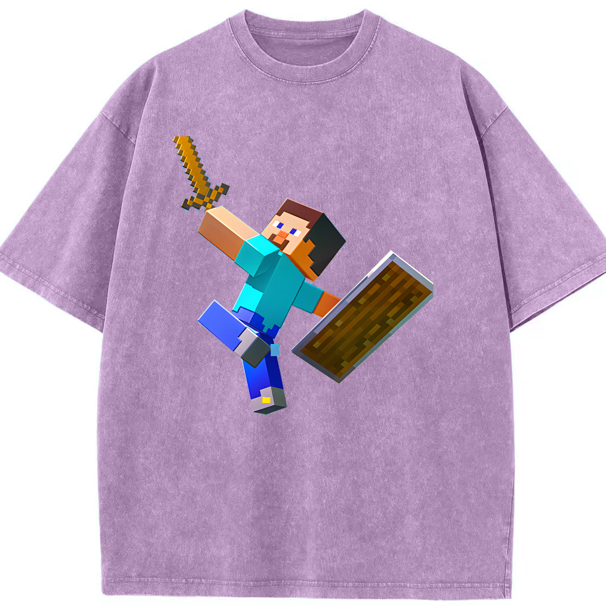 （画像用） マインクラフト ブロックの世界 Minecraft MC Block world 綿100% ヴィンテージ風 半袖Tシャツ（フロントプリント）