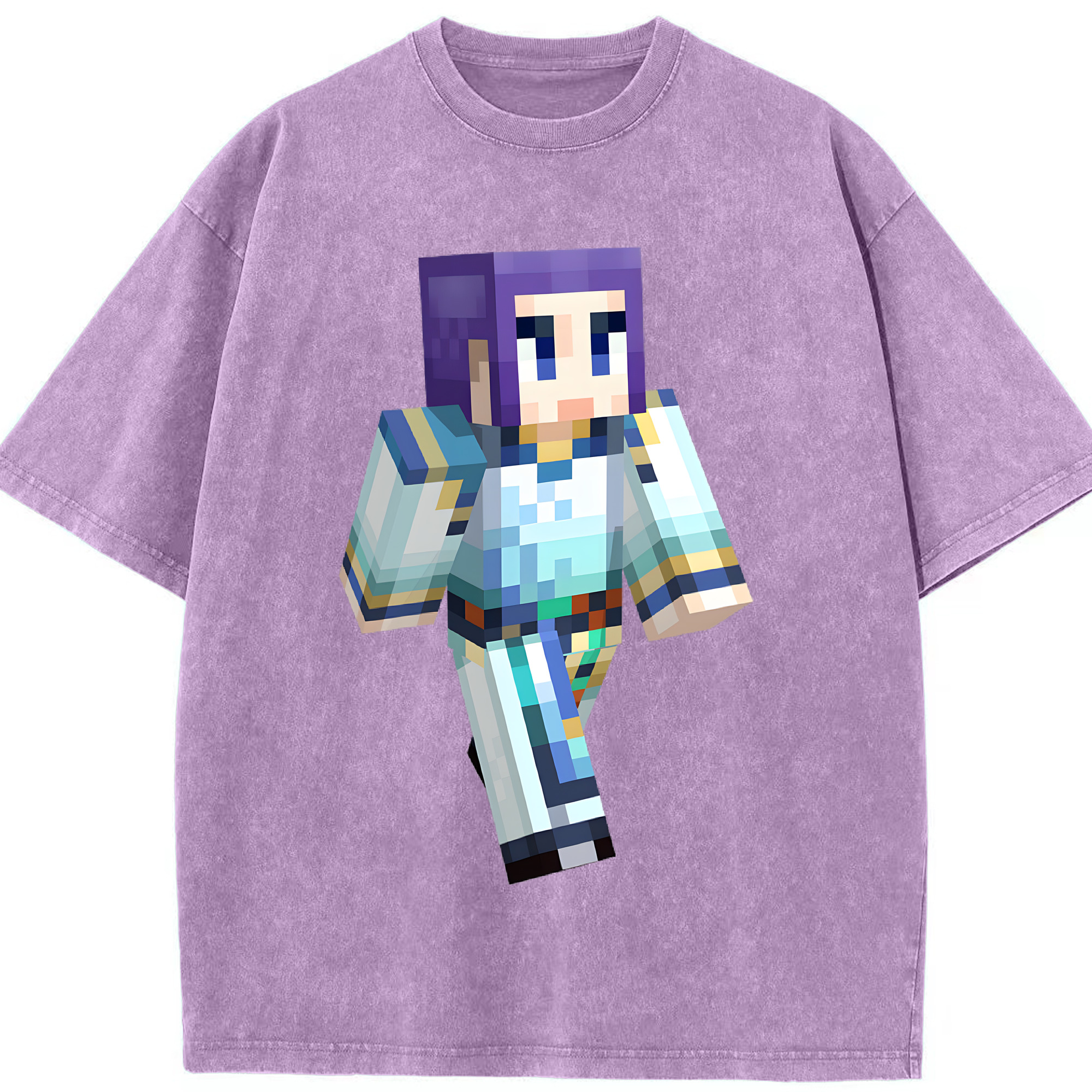 （画像用） マインクラフト ブロックの世界 Minecraft MC Block world 綿100% ヴィンテージ風 半袖Tシャツ（フロントプリント）