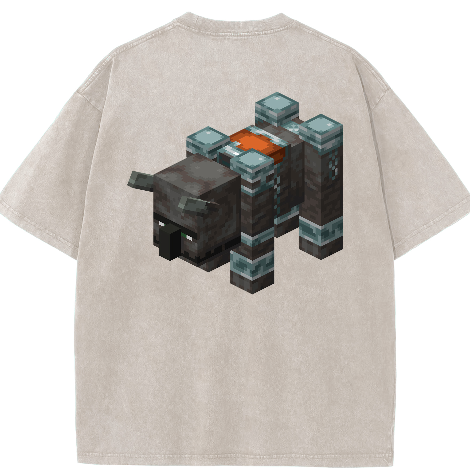 （画像用） マインクラフト ブロックの世界 Minecraft MC Block world 綿100% ヴィンテージ風 半袖Tシャツ（背面プリント）