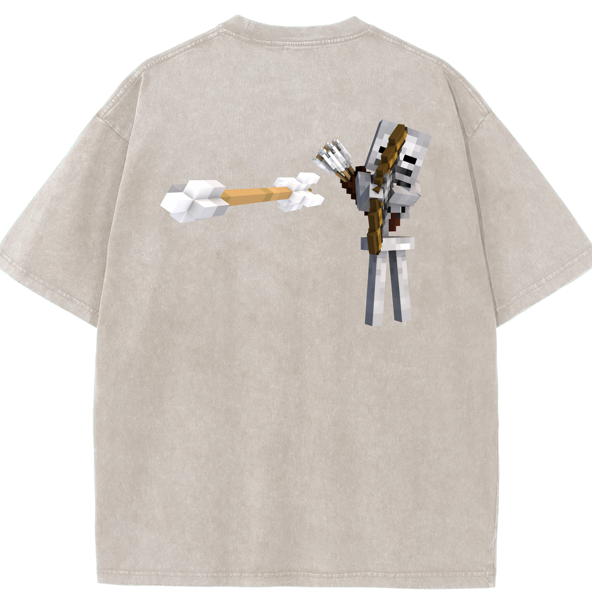 （画像用） マインクラフト ブロックの世界 Minecraft MC Block world 綿100% ヴィンテージ風 半袖Tシャツ（背面プリント）