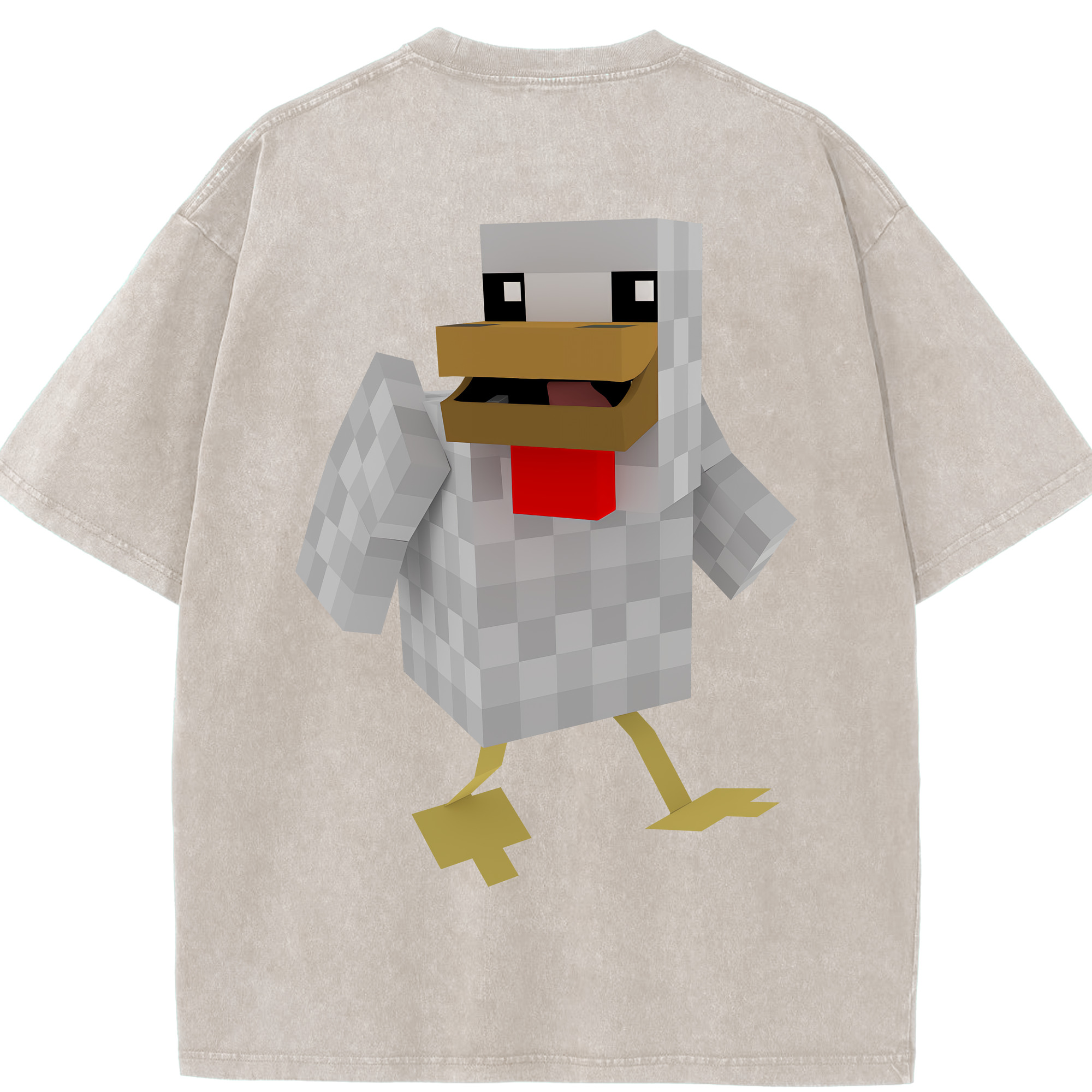 （画像用） マインクラフト ブロックの世界 Minecraft MC Block world 綿100% ヴィンテージ風 半袖Tシャツ（背面プリント）