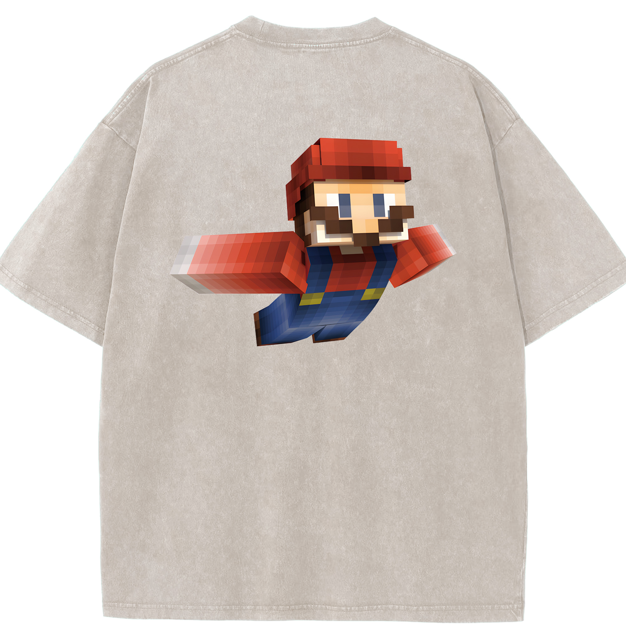 （画像用） マインクラフト ブロックの世界 Minecraft MC Block world 綿100% ヴィンテージ風 半袖Tシャツ（背面プリント）