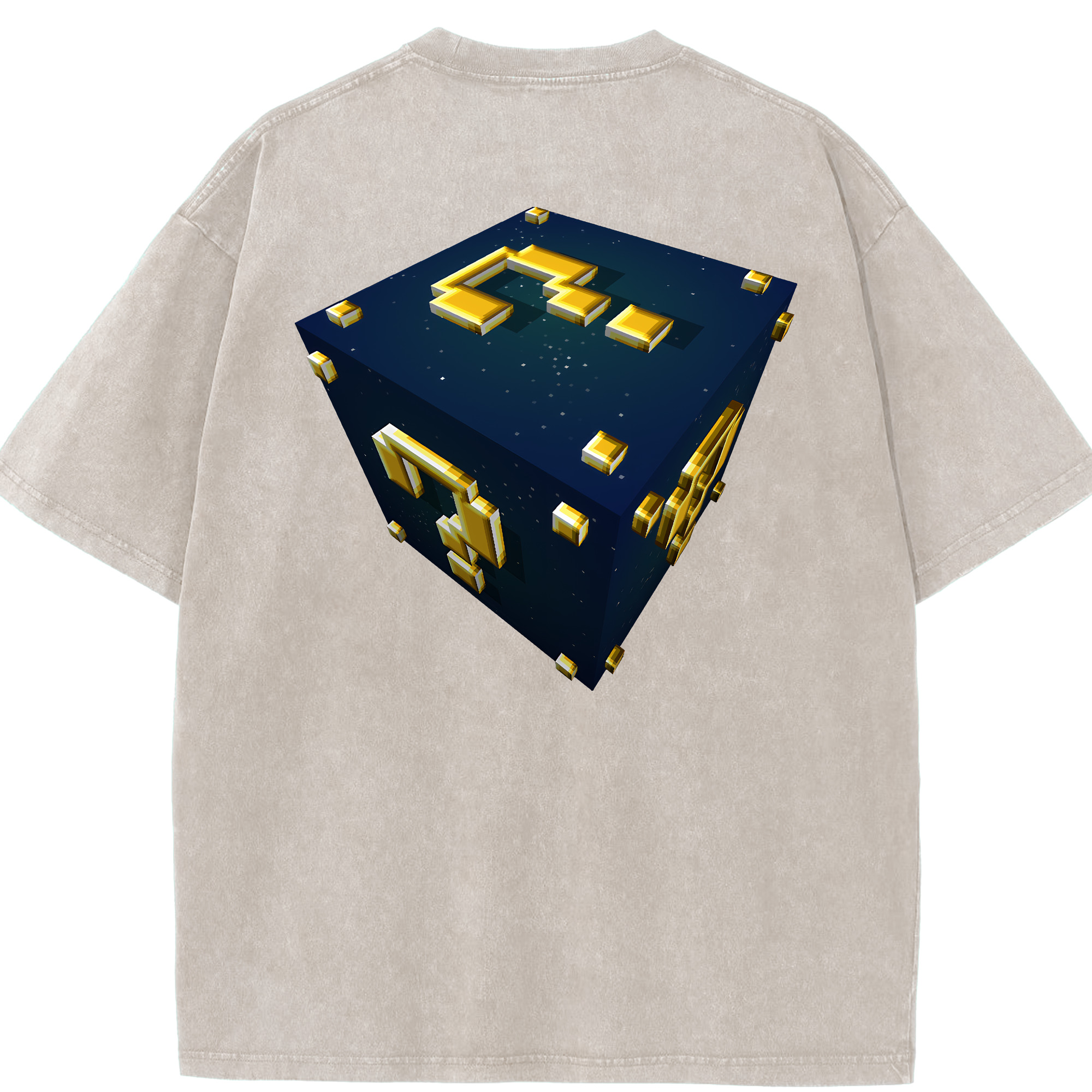 （画像用） マインクラフト ブロックの世界 Minecraft MC Block world 綿100% ヴィンテージ風 半袖Tシャツ（背面プリント）