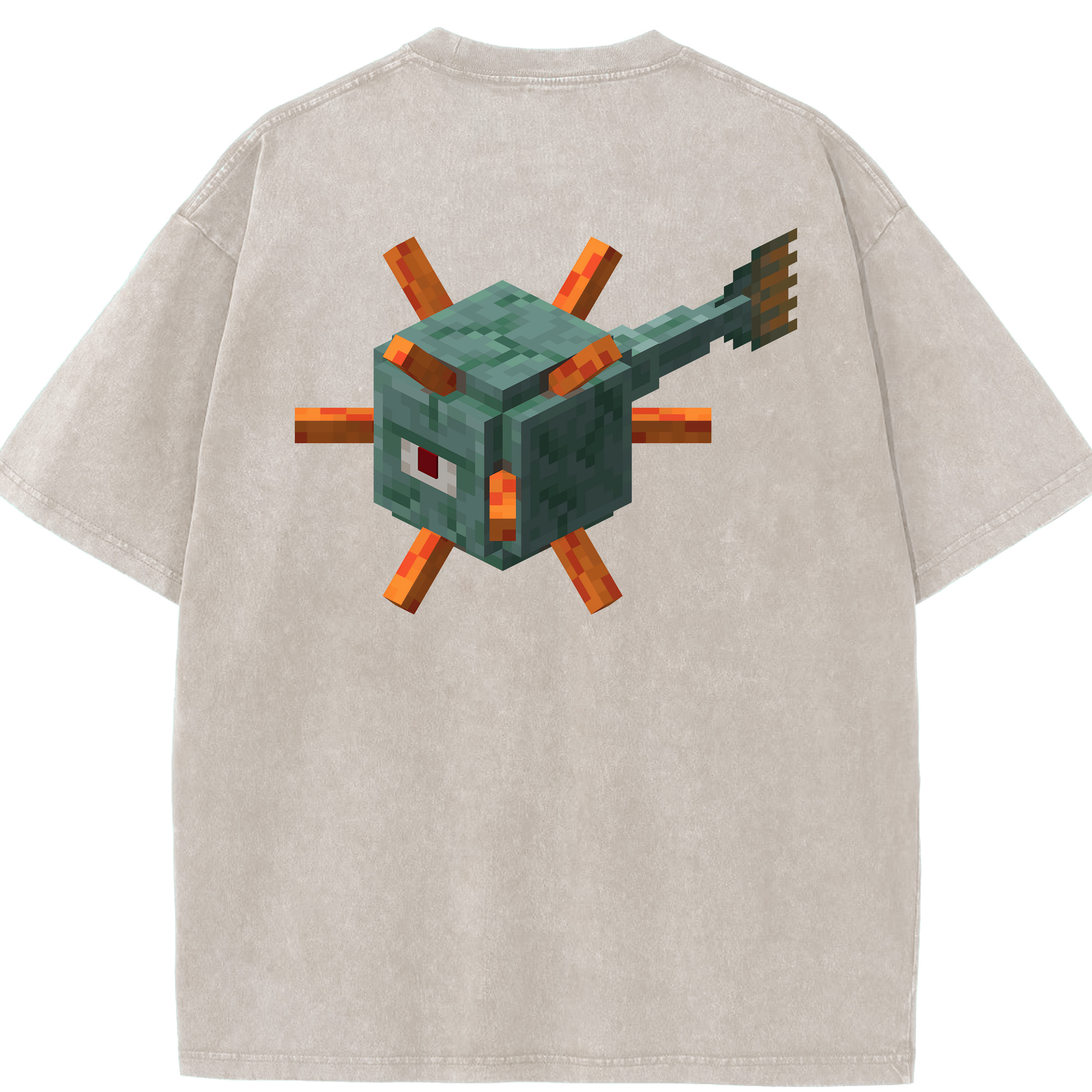 （画像用） マインクラフト ブロックの世界 Minecraft MC Block world 綿100% ヴィンテージ風 半袖Tシャツ（背面プリント）