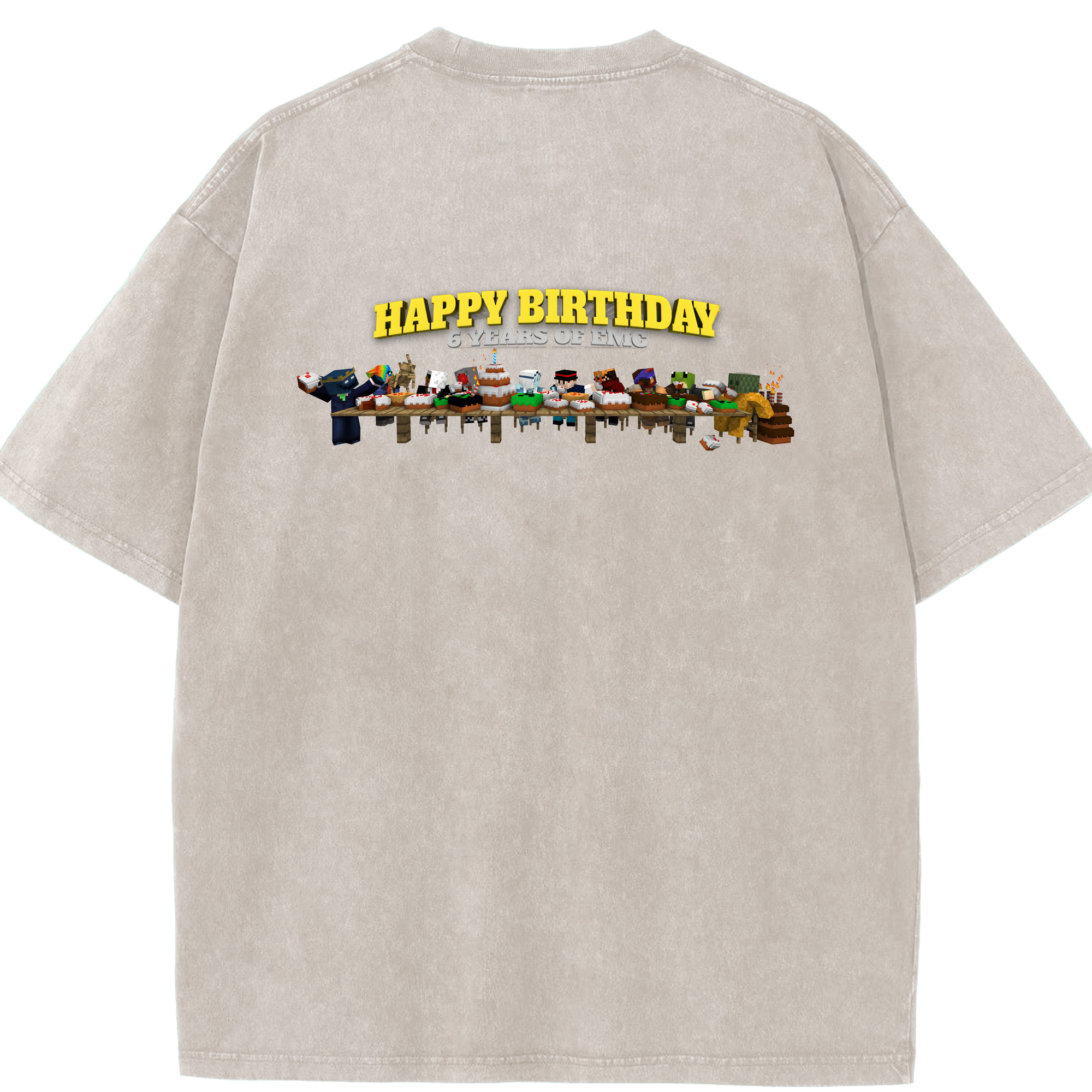（画像用） マインクラフト ブロックの世界 Minecraft MC Block world 綿100% ヴィンテージ風 半袖Tシャツ（背面プリント）