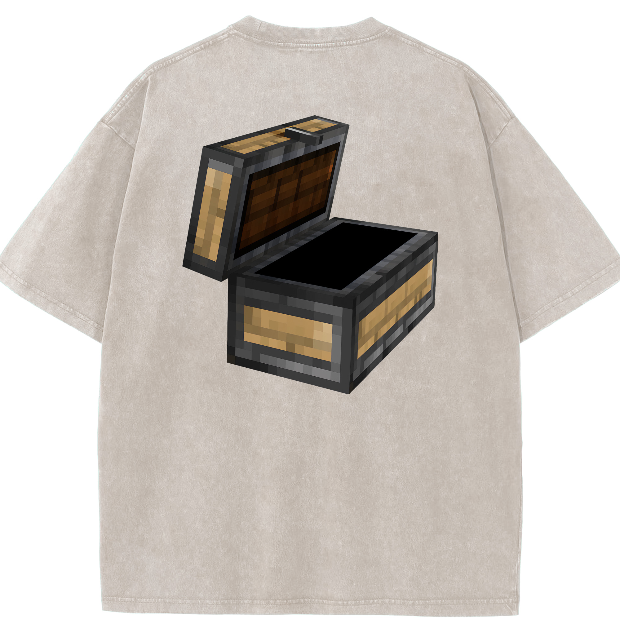 （画像用） マインクラフト ブロックの世界 Minecraft MC Block world 綿100% ヴィンテージ風 半袖Tシャツ（背面プリント）