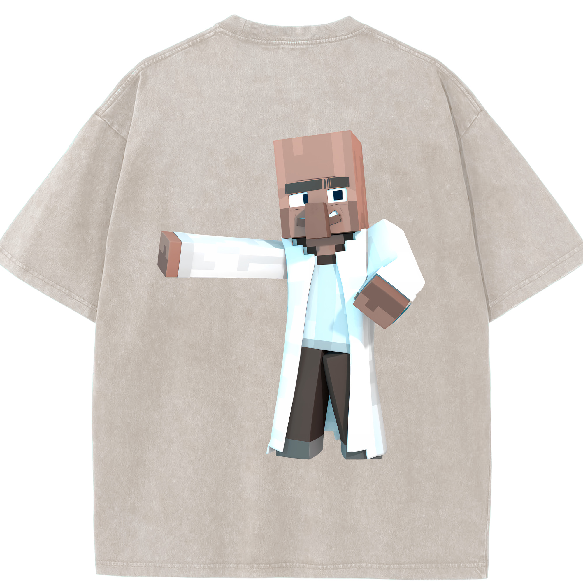 （画像用） マインクラフト ブロックの世界 Minecraft MC Block world 綿100% ヴィンテージ風 半袖Tシャツ（背面プリント）