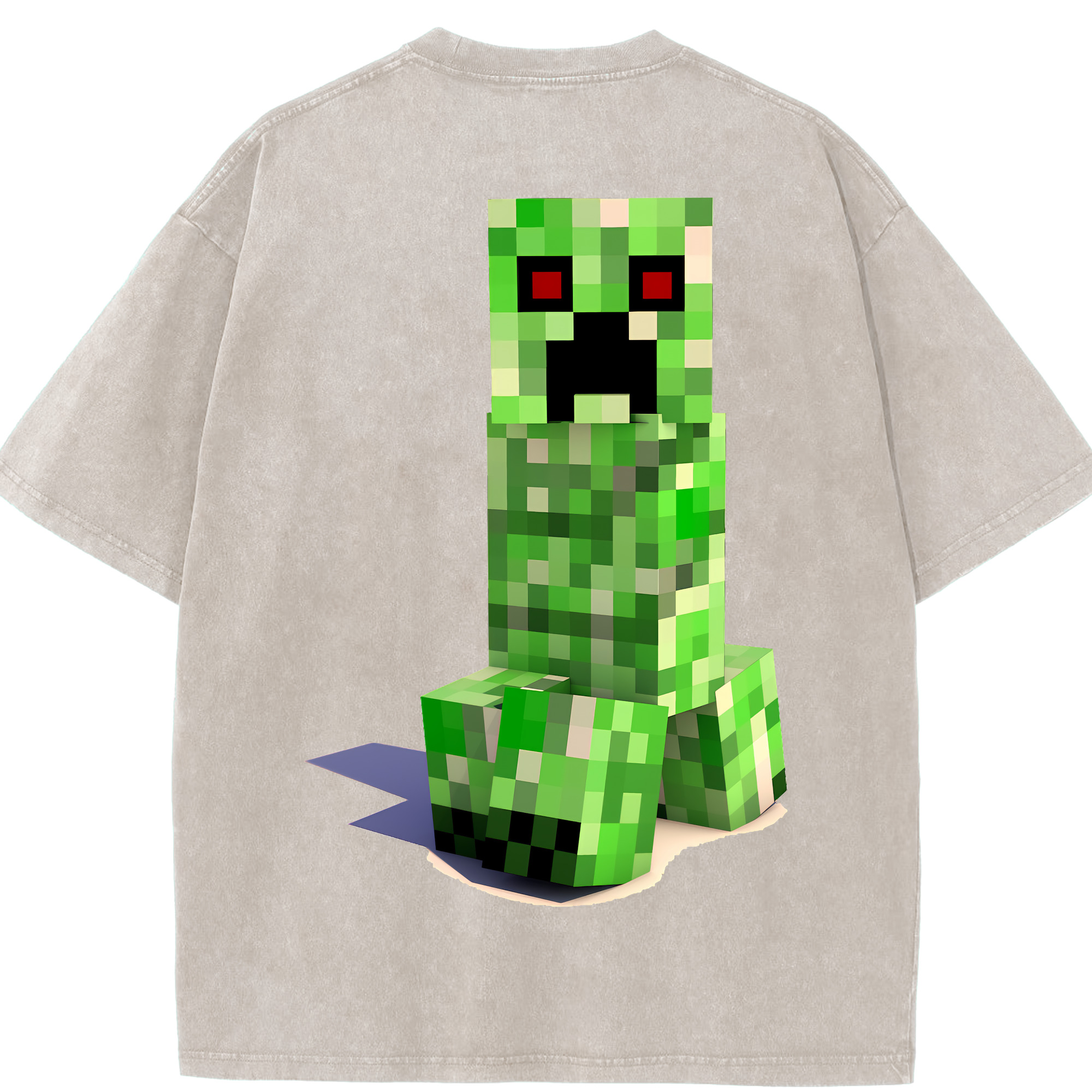 （画像用） マインクラフト ブロックの世界 Minecraft MC Block world 綿100% ヴィンテージ風 半袖Tシャツ（背面プリント）