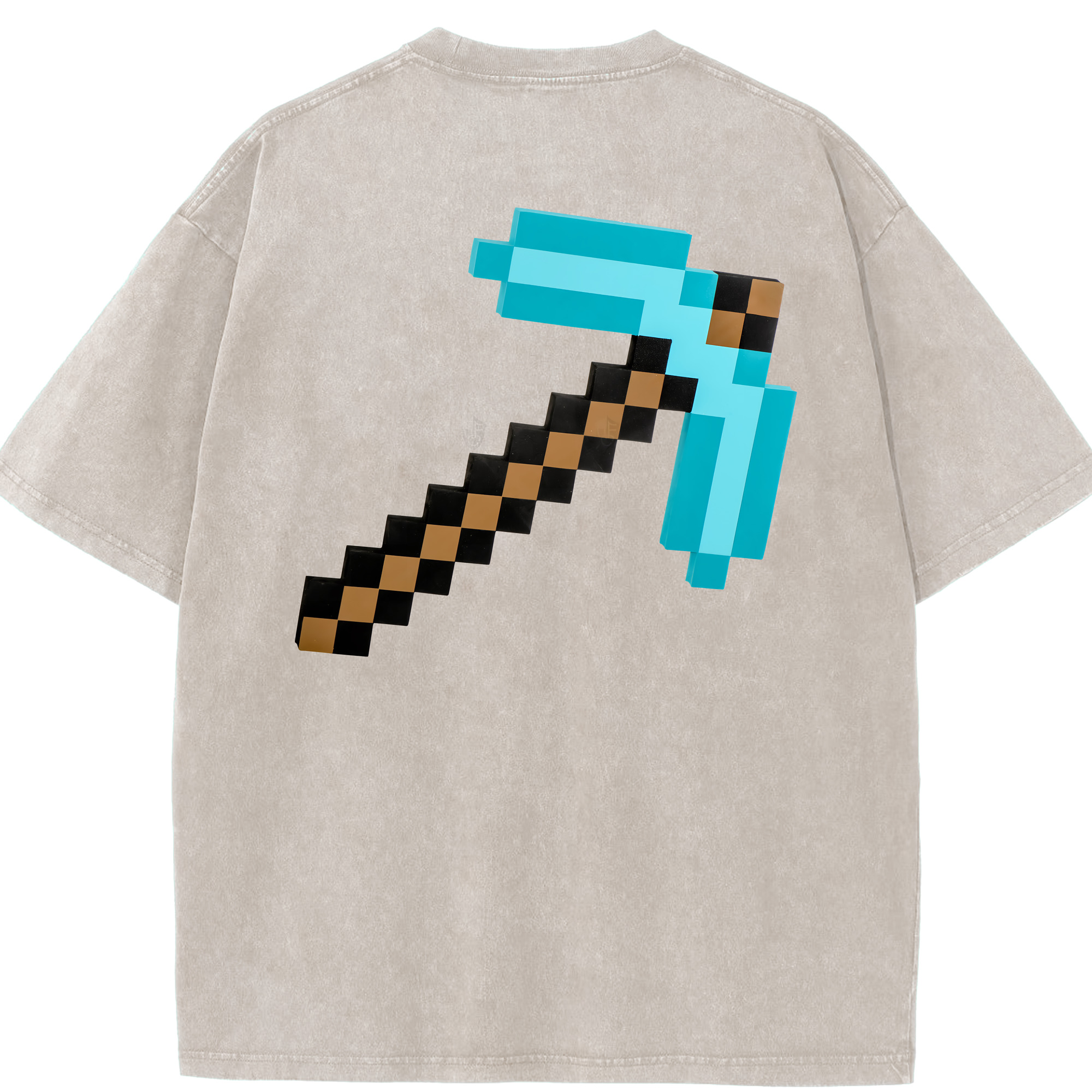（画像用） マインクラフト ブロックの世界 Minecraft MC Block world 綿100% ヴィンテージ風 半袖Tシャツ（背面プリント）