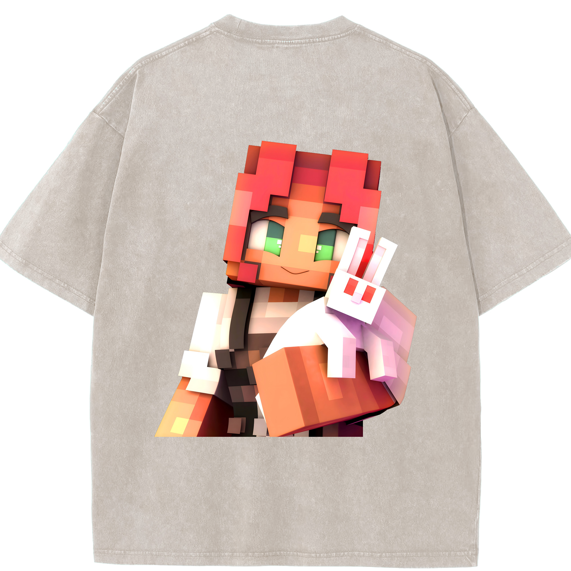 （画像用） マインクラフト ブロックの世界 Minecraft MC Block world 綿100% ヴィンテージ風 半袖Tシャツ（背面プリント）