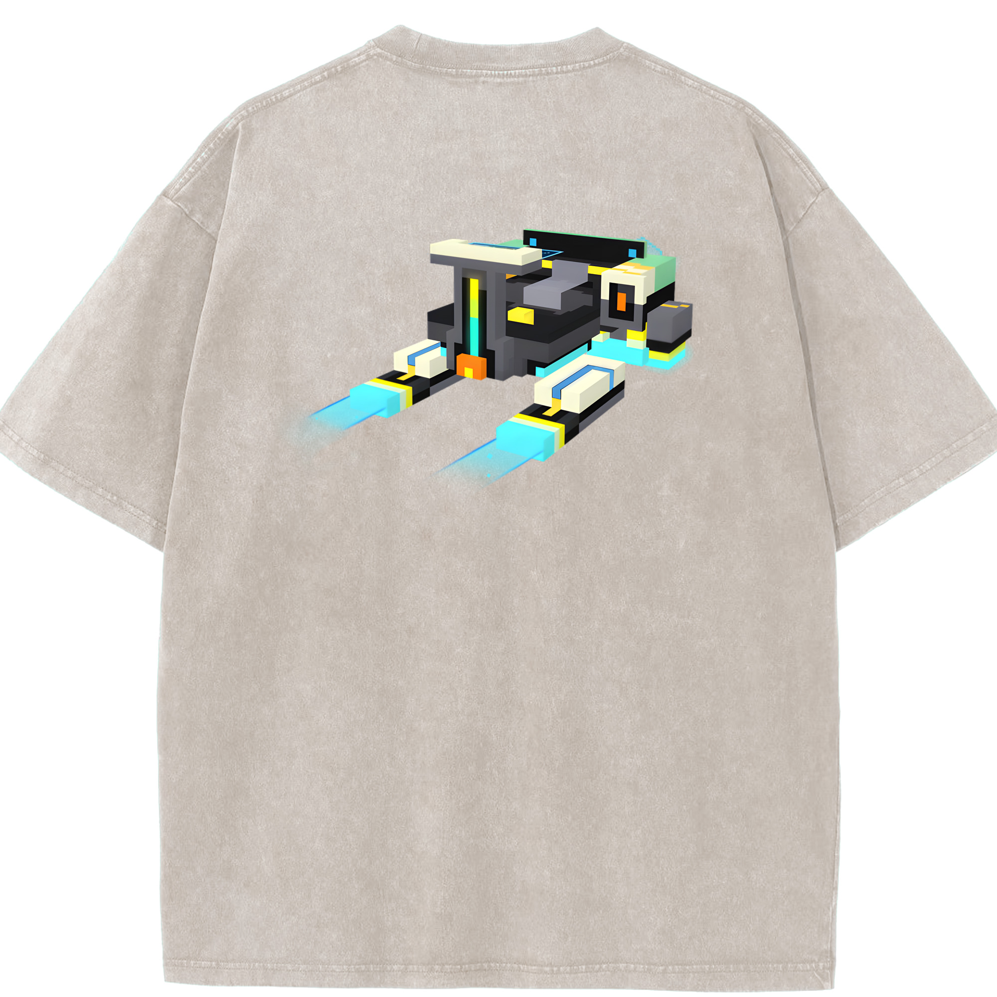 （画像用） マインクラフト ブロックの世界 Minecraft MC Block world 綿100% ヴィンテージ風 半袖Tシャツ（背面プリント）